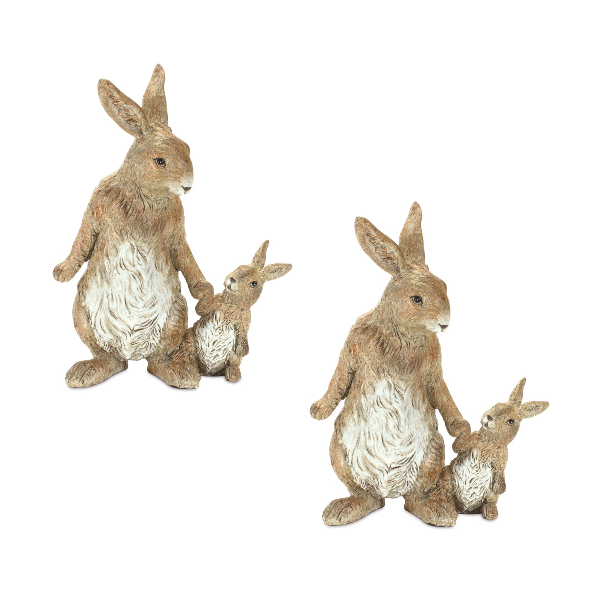 Stone-Mother-Rabbit-and-Baby-Bunny-Figurine-(Set-of-2)-Figurines