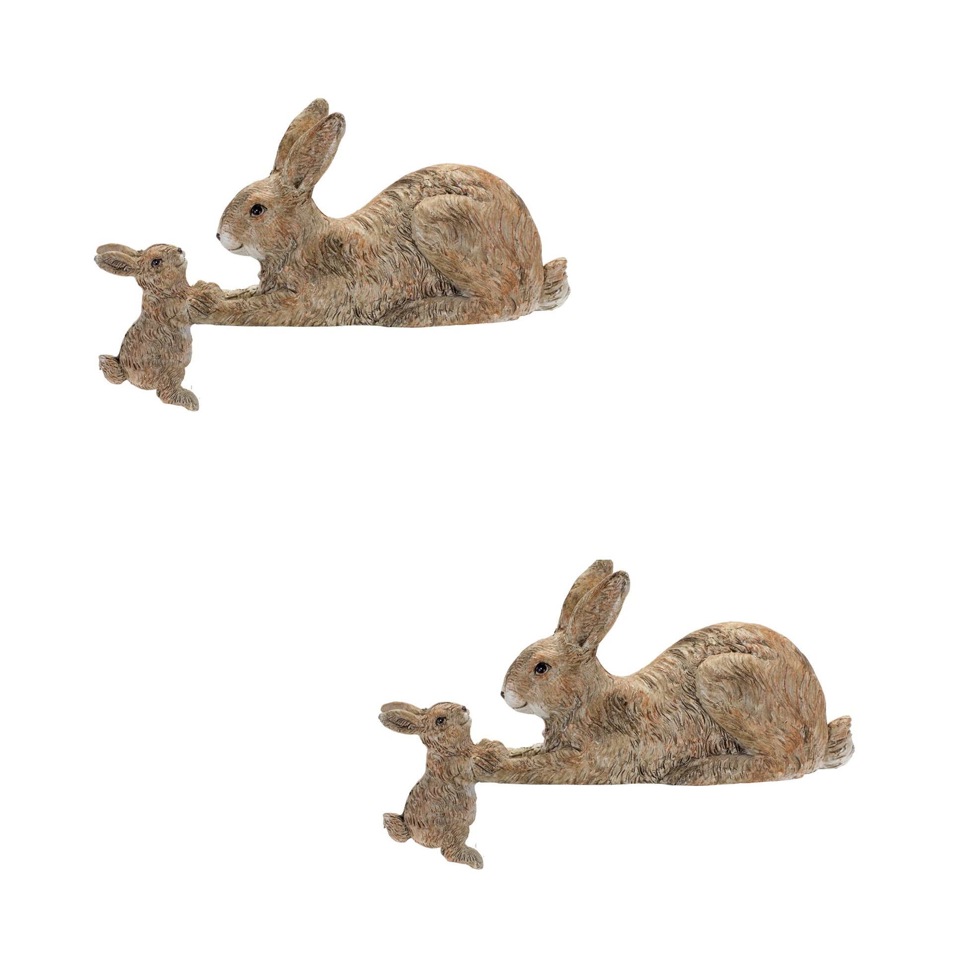 Stone-Mother-Rabbit-and-Baby-Bunny-Self-Sitter-(Set-of-2)-Decorative-Objects