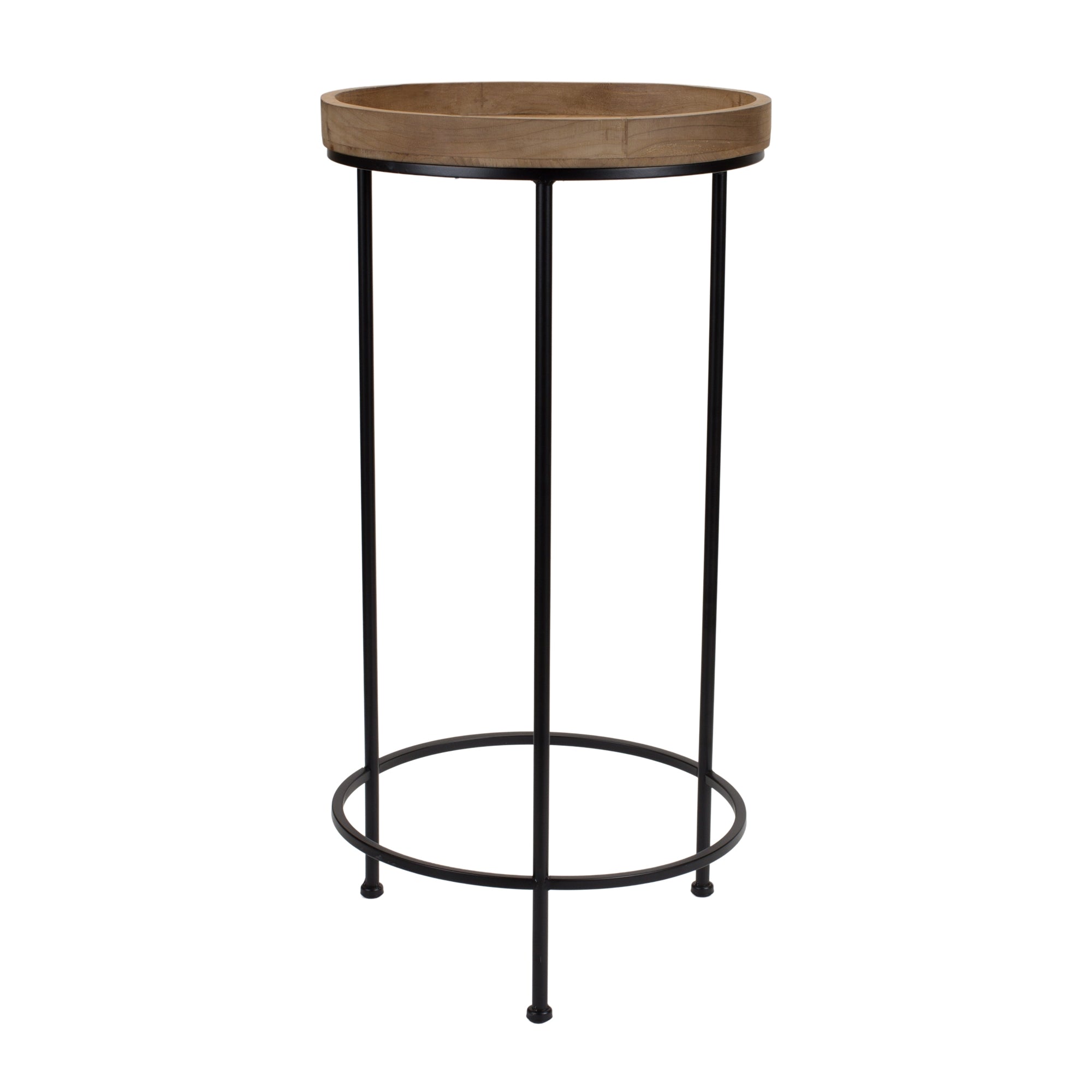 Round Wood and Metal Plant Stand Table (Set of 3)