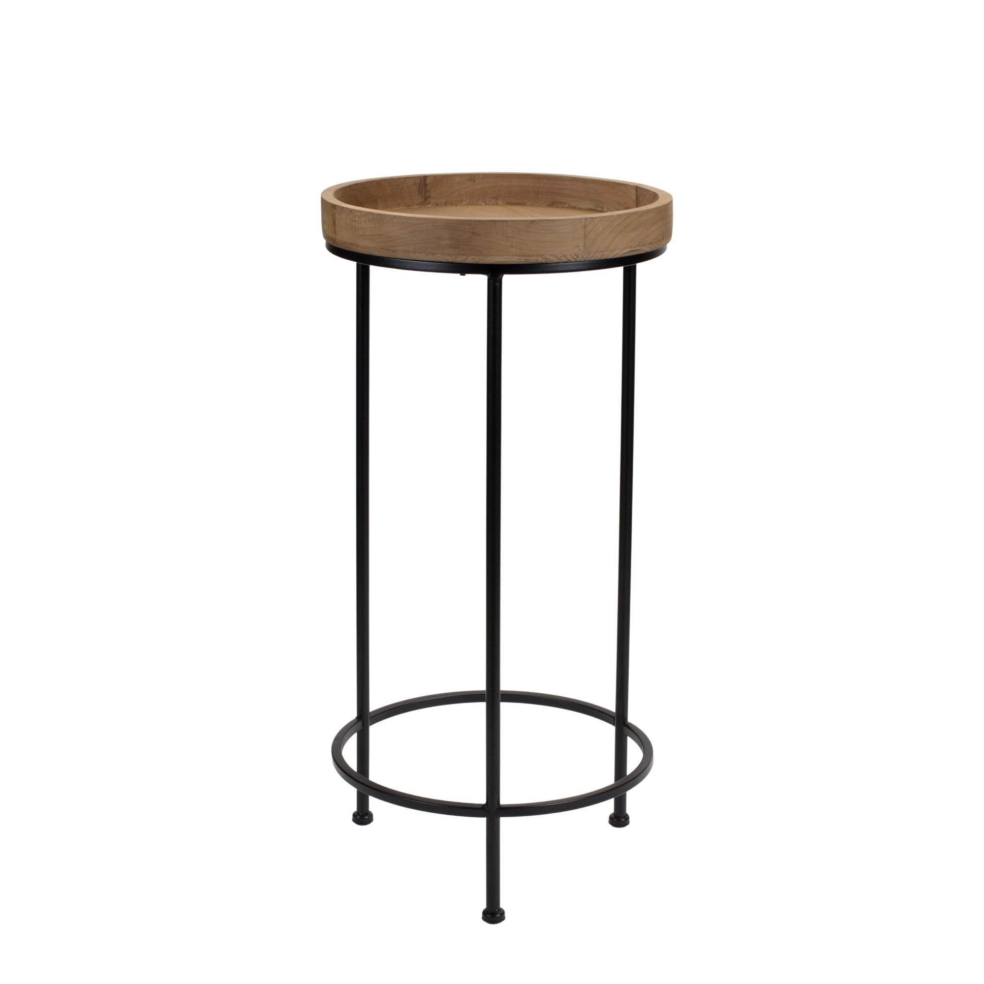 Round Wood and Metal Plant Stand Table (Set of 3)