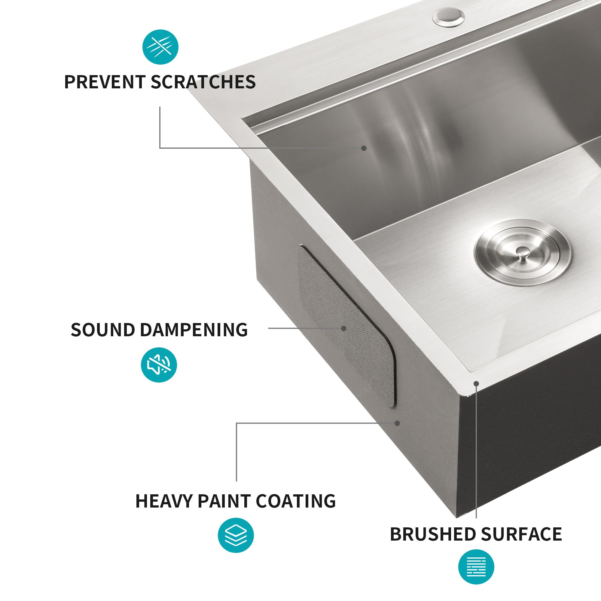 Drop In Kitchen Sink Stainless Steel 16 Gauge
