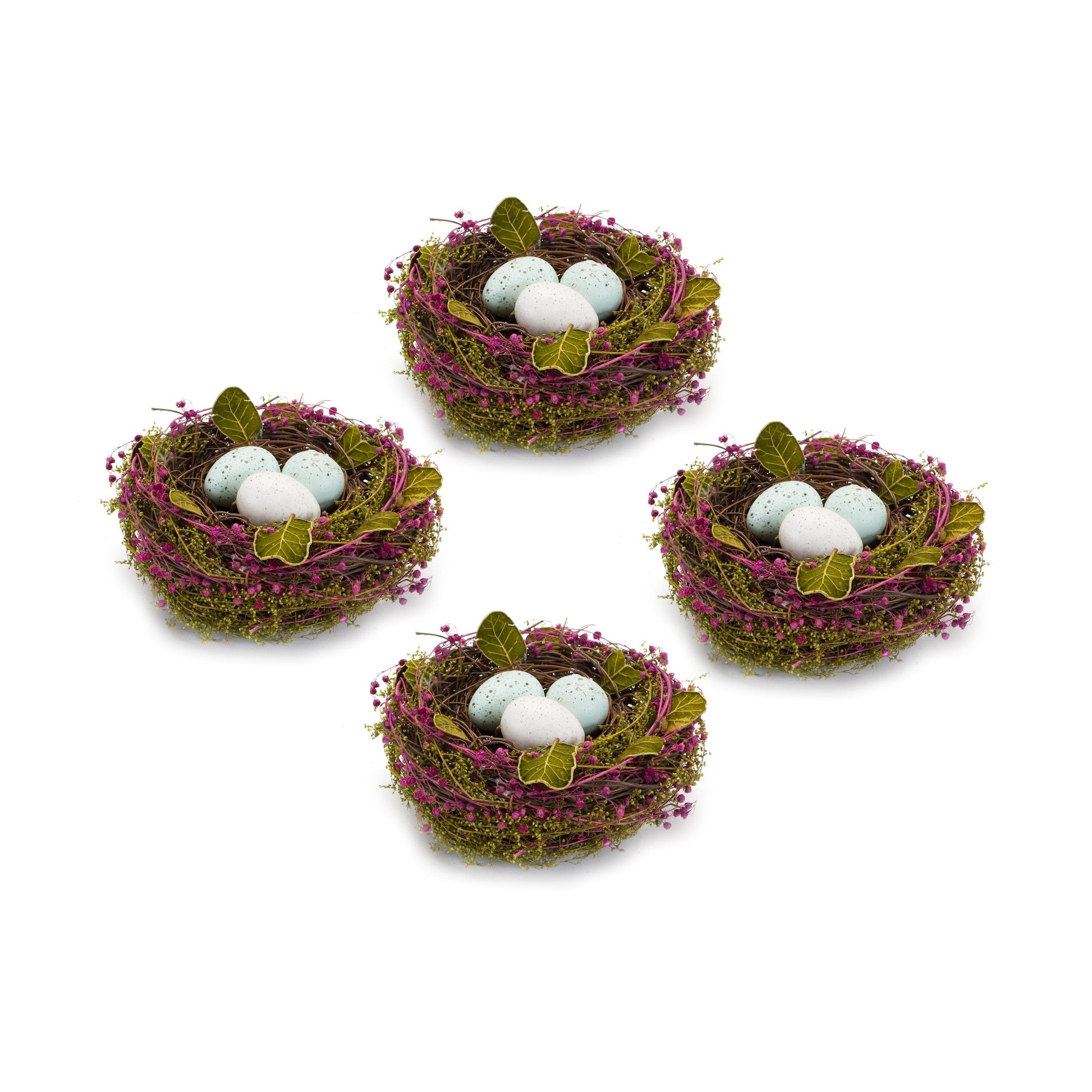 Natural-twig-nest-with-speckled-egg-accent-(set-of-4)-Easter-Decor