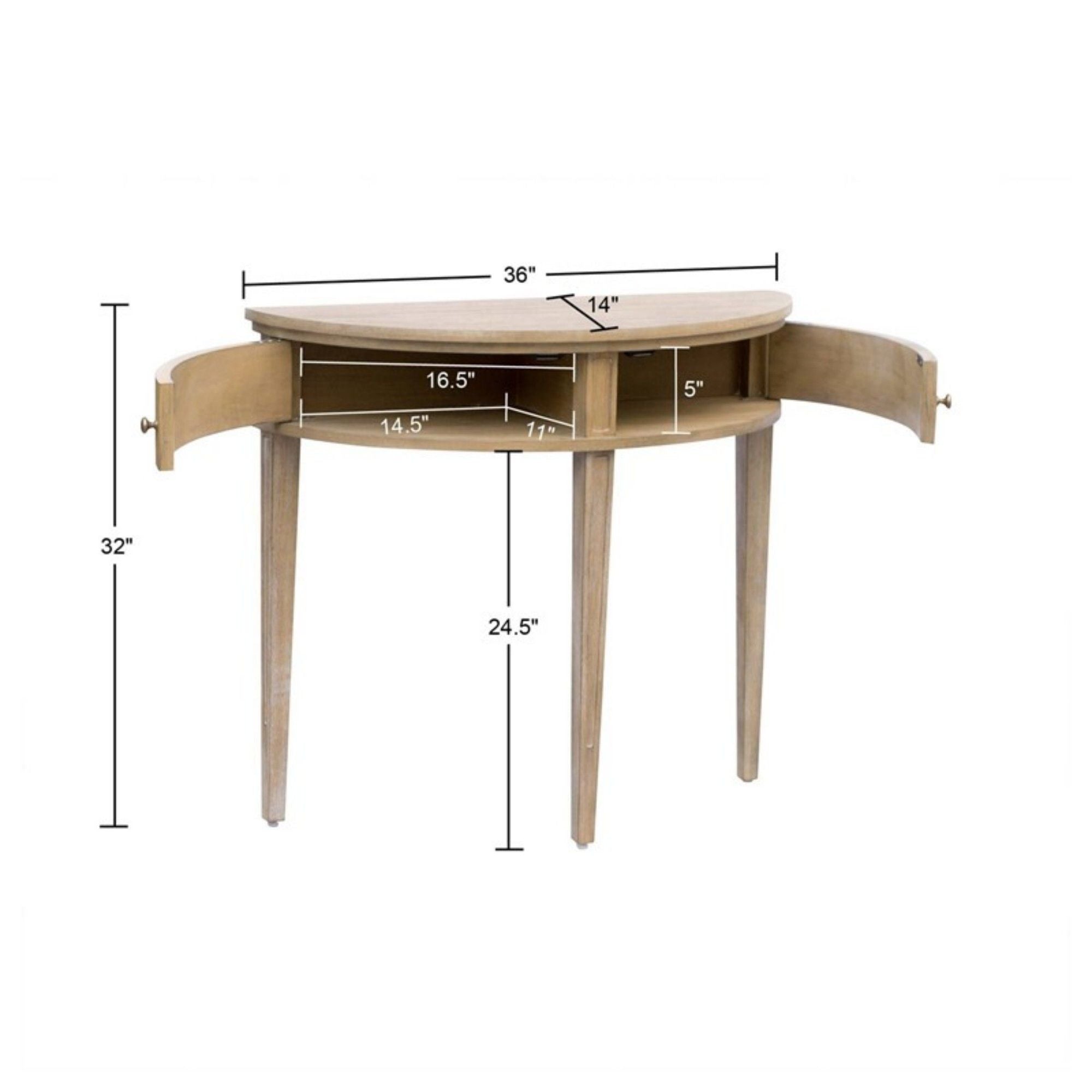 Vintage Inspired Storage Console Table With Fluted Doors - Reclaimed Wheat