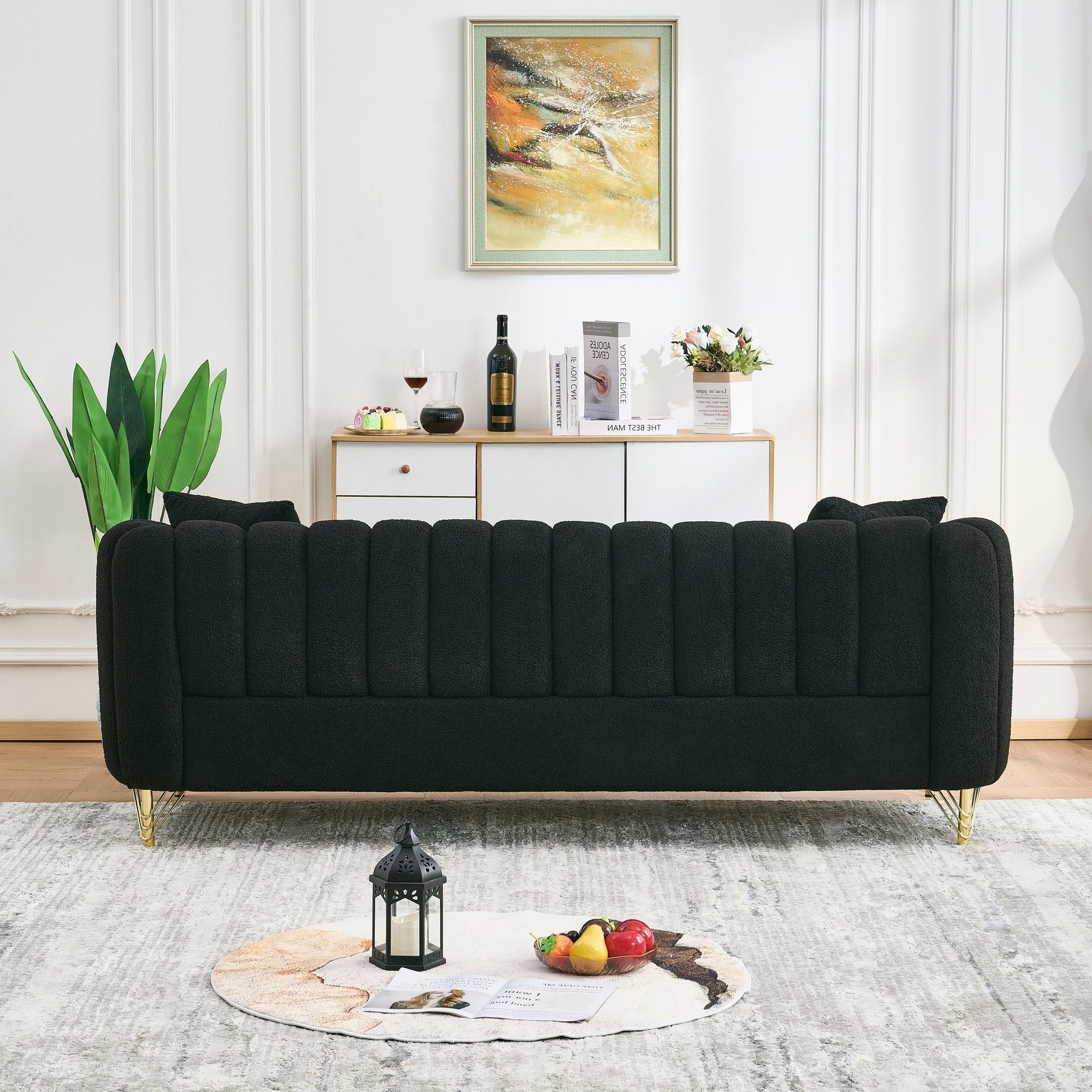 Oversized Sofa, 3 And 3 Seater, Tufted Couch For Living Room - Black