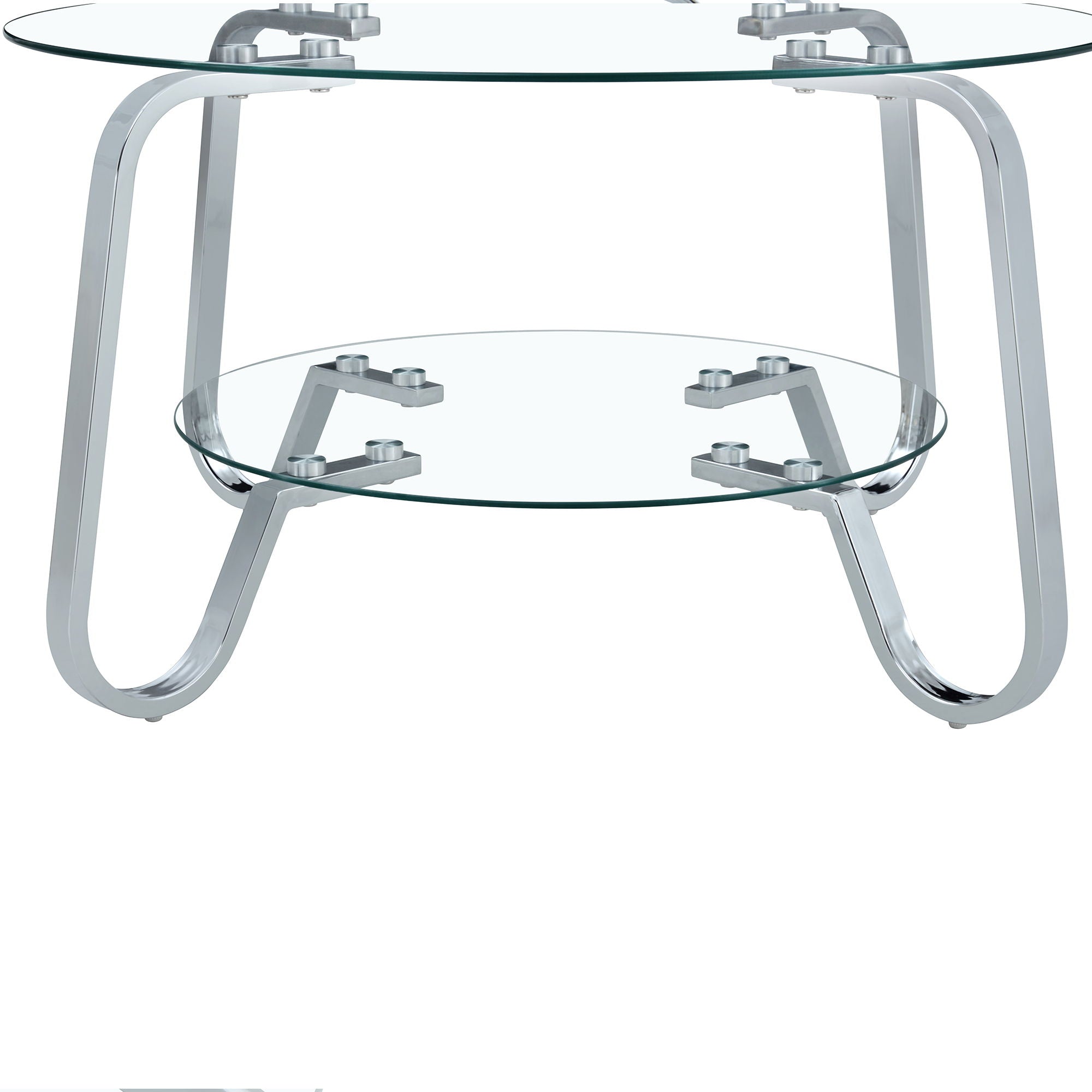 Retro Minimalist Style Metal Frame Double Layer Tempered Glass Coffee Table