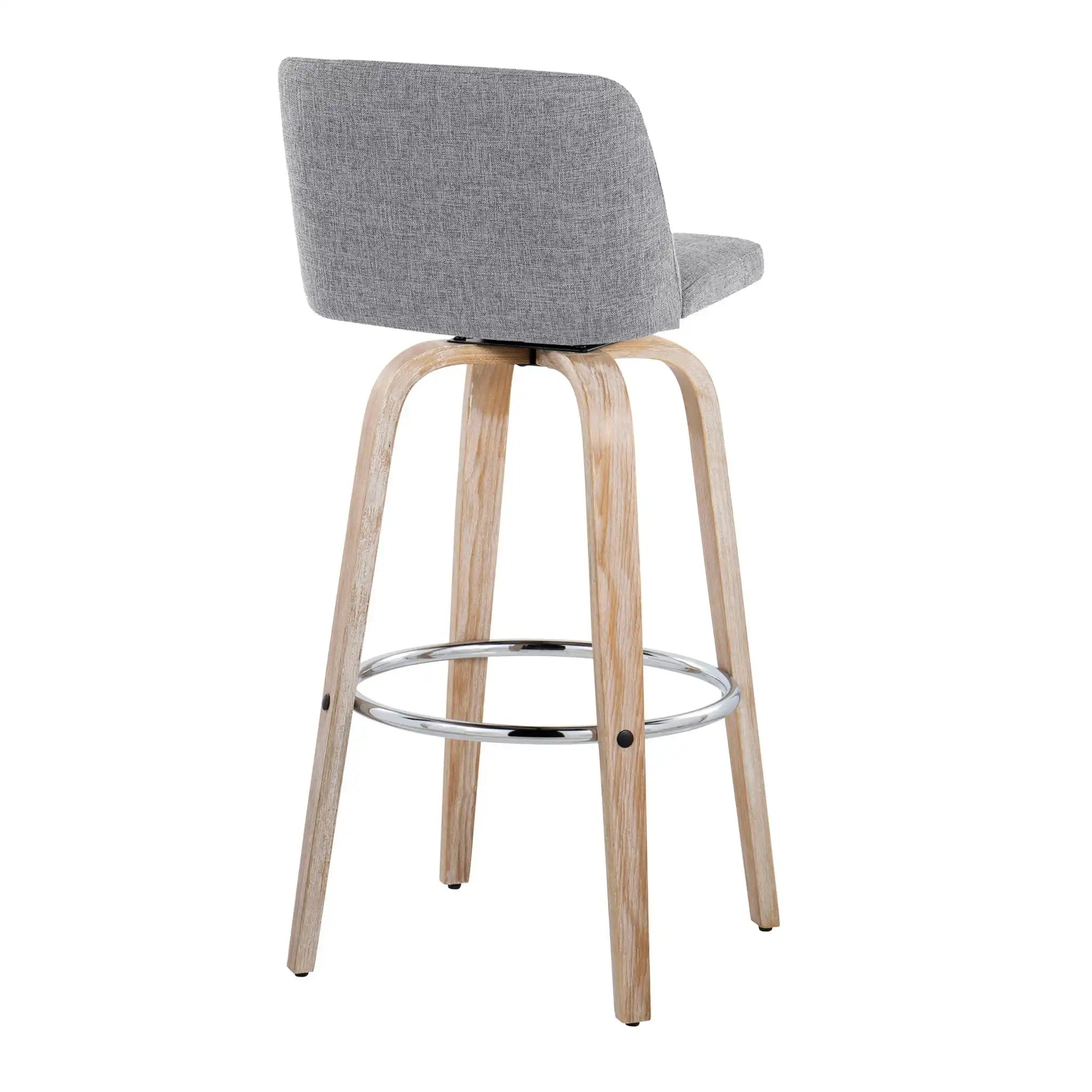 Toriano - Contemporary Fixed Height Barstool With Swivel & Round Footrest (Set of 2)