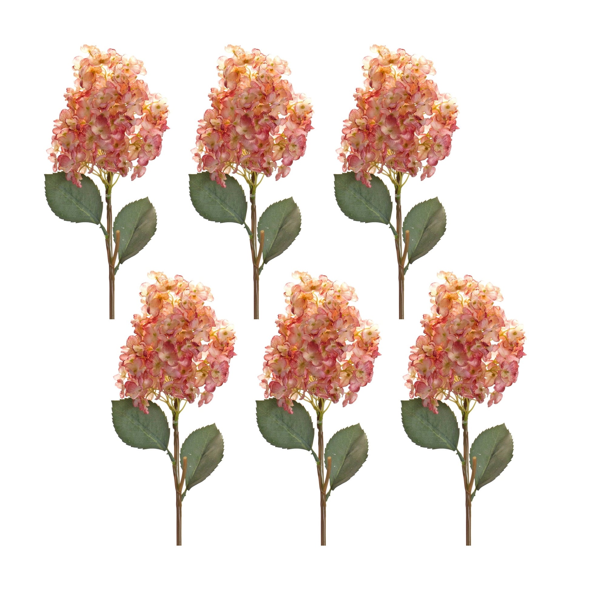 Coral-pink-cone-hydrangea-flower-stem-(set-of-6)-Artificial-Flowering-Plants