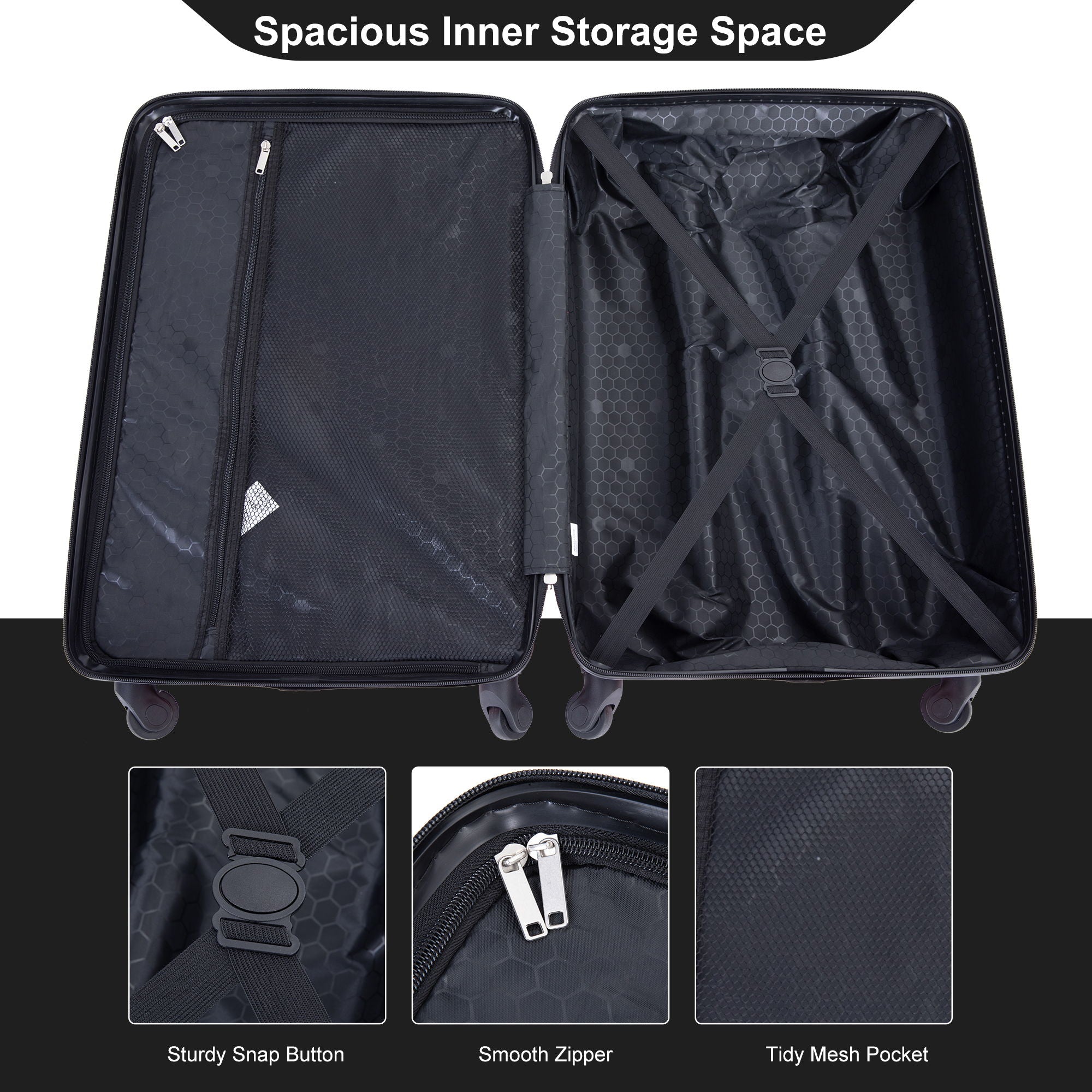 Luggage 4 Piece Lightweight Suitcase With Rotating Wheels With Tsa Lock,
