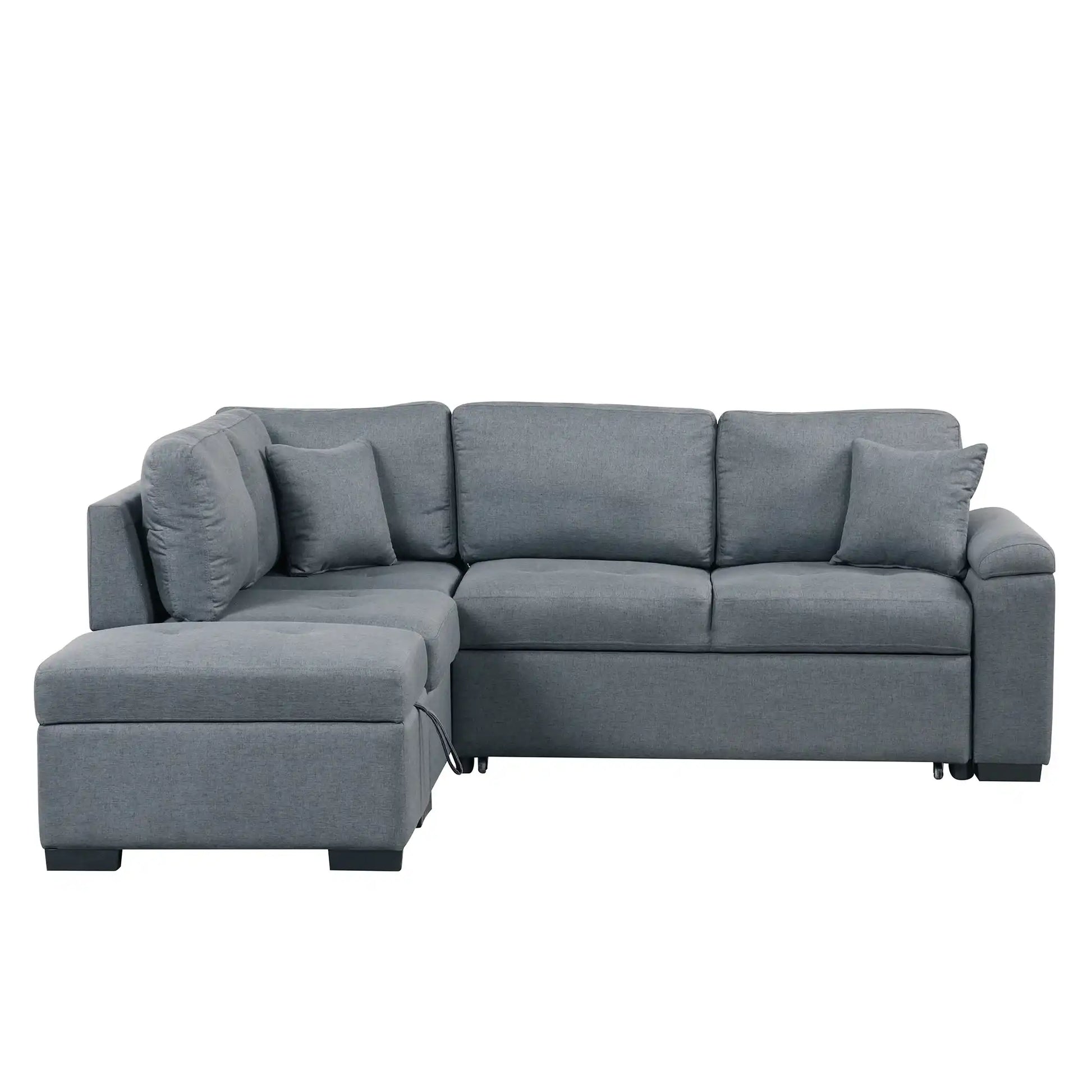 Sleeper Sectional Sofa, L-Shape Corner Couch Sofa-Bed with Storage Ottoman - Best Buy Furniture