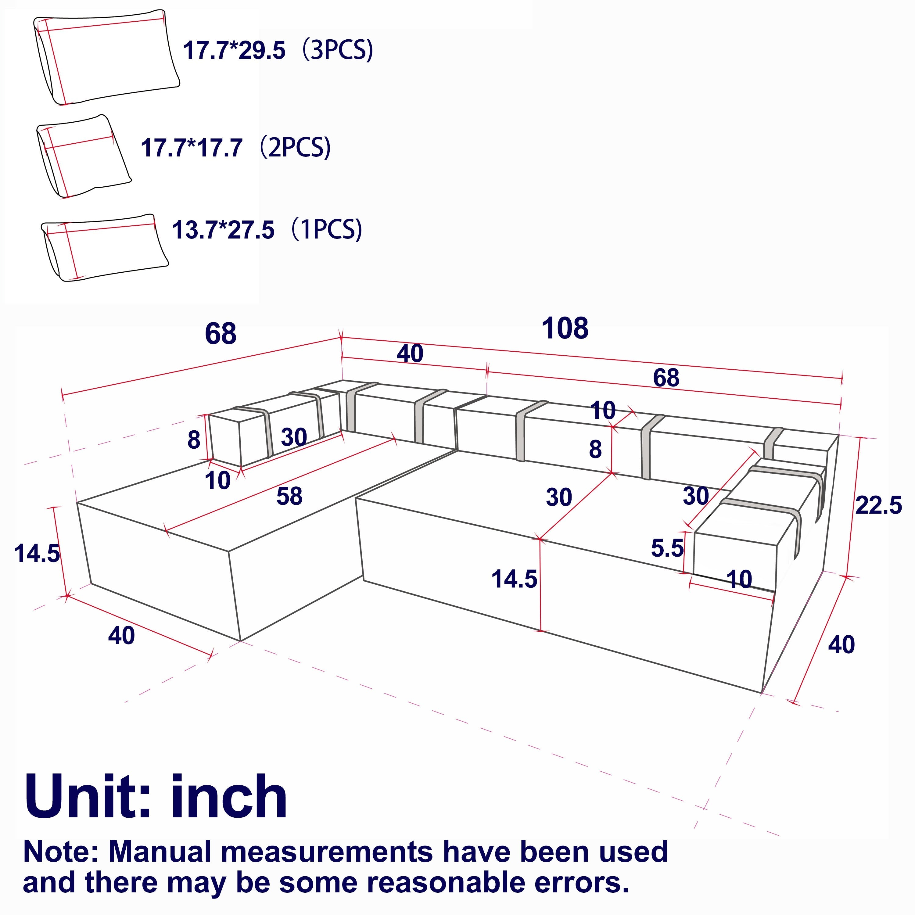 Modern Chenille Upholstered Sectional Sofa Couch Set