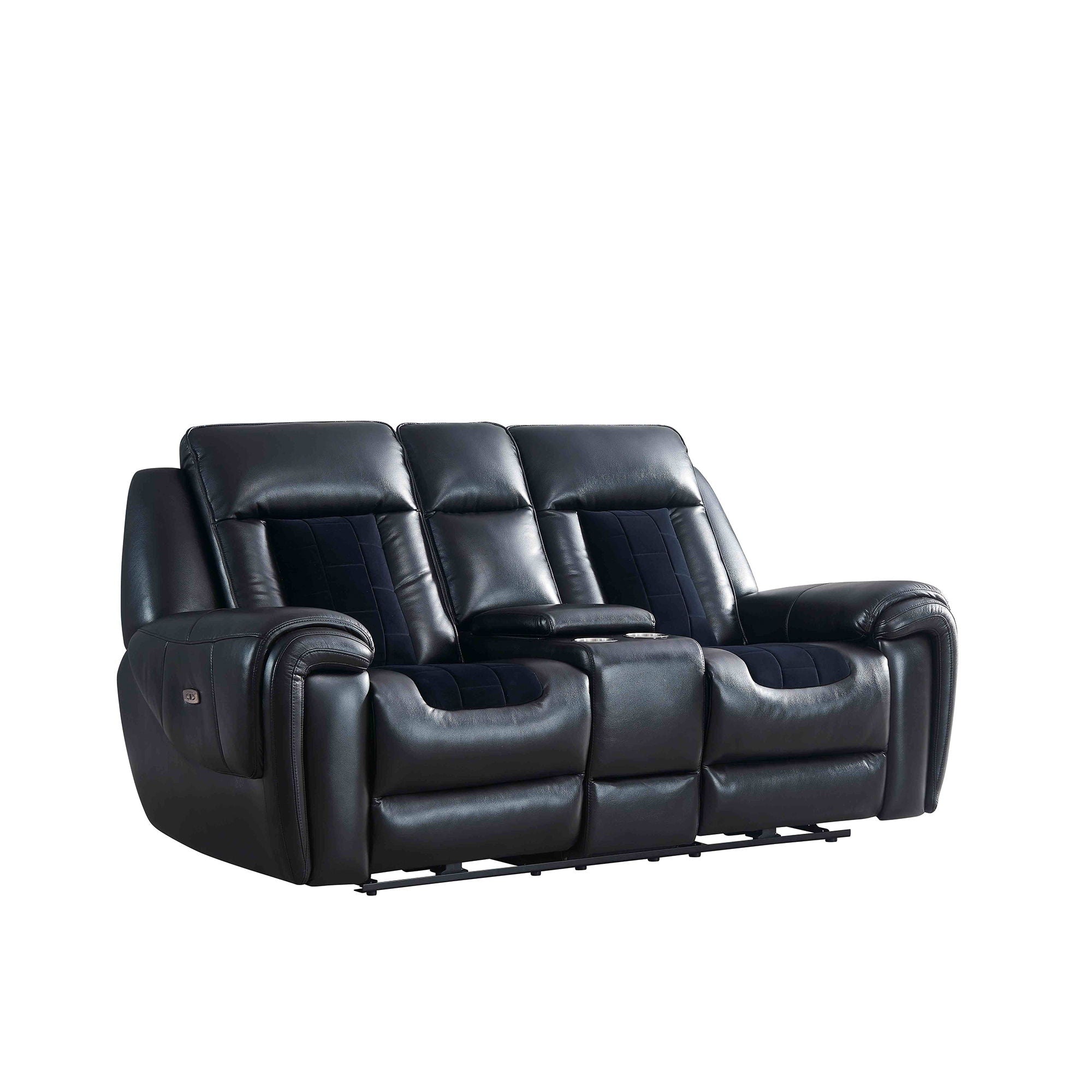 Clark - Blanche / Velvet Power Console Reclining LS With LED - Black