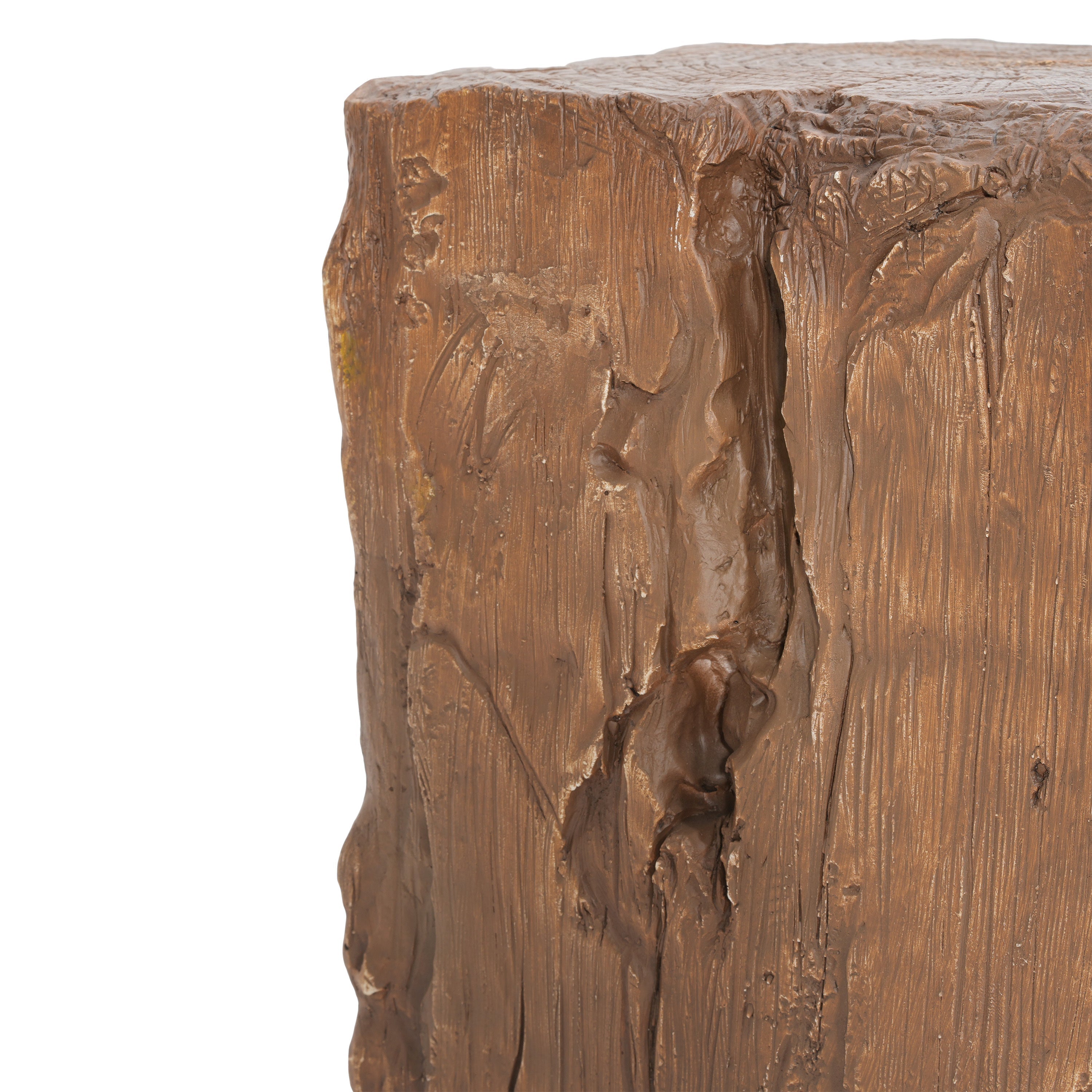 Amira Outdoor And Indoor Stump Shape MGO Side Table Brown Finish