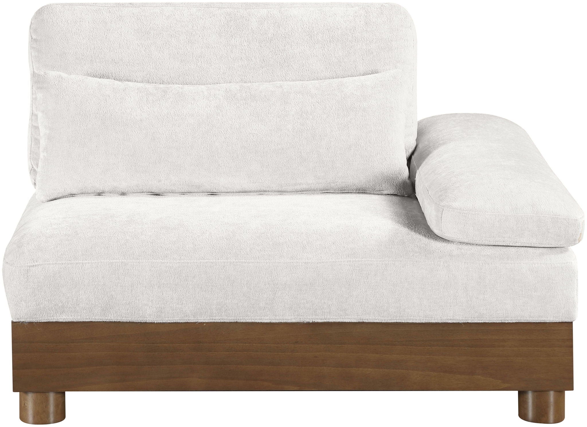 Turin - Chenille Fabric Upholstered Modular Arm Chair - Walnut Base