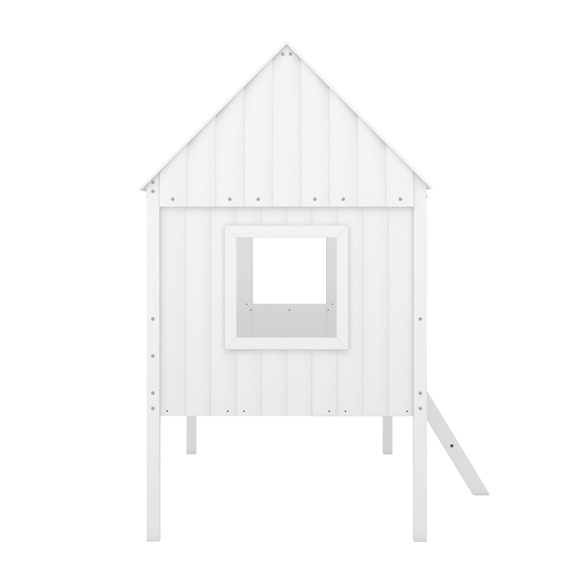 Low Loft Wooden House Bed With Two Side Windows