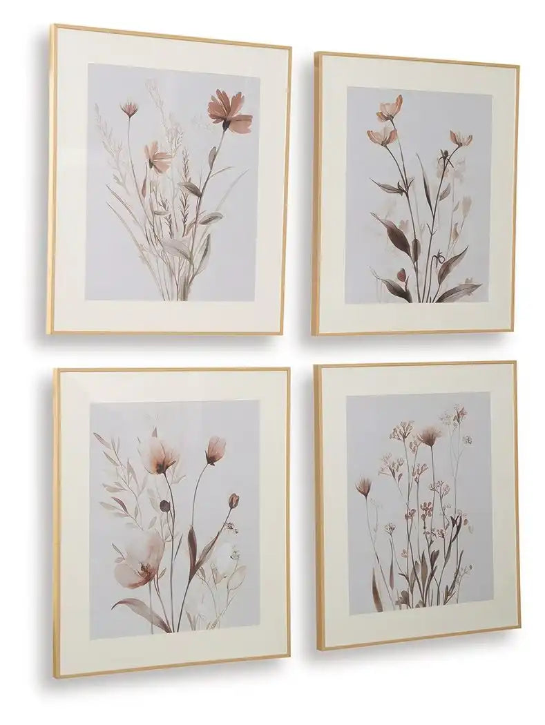 Chettings - Beige / Gray / Blush - Wall Art Set (Set of 4)