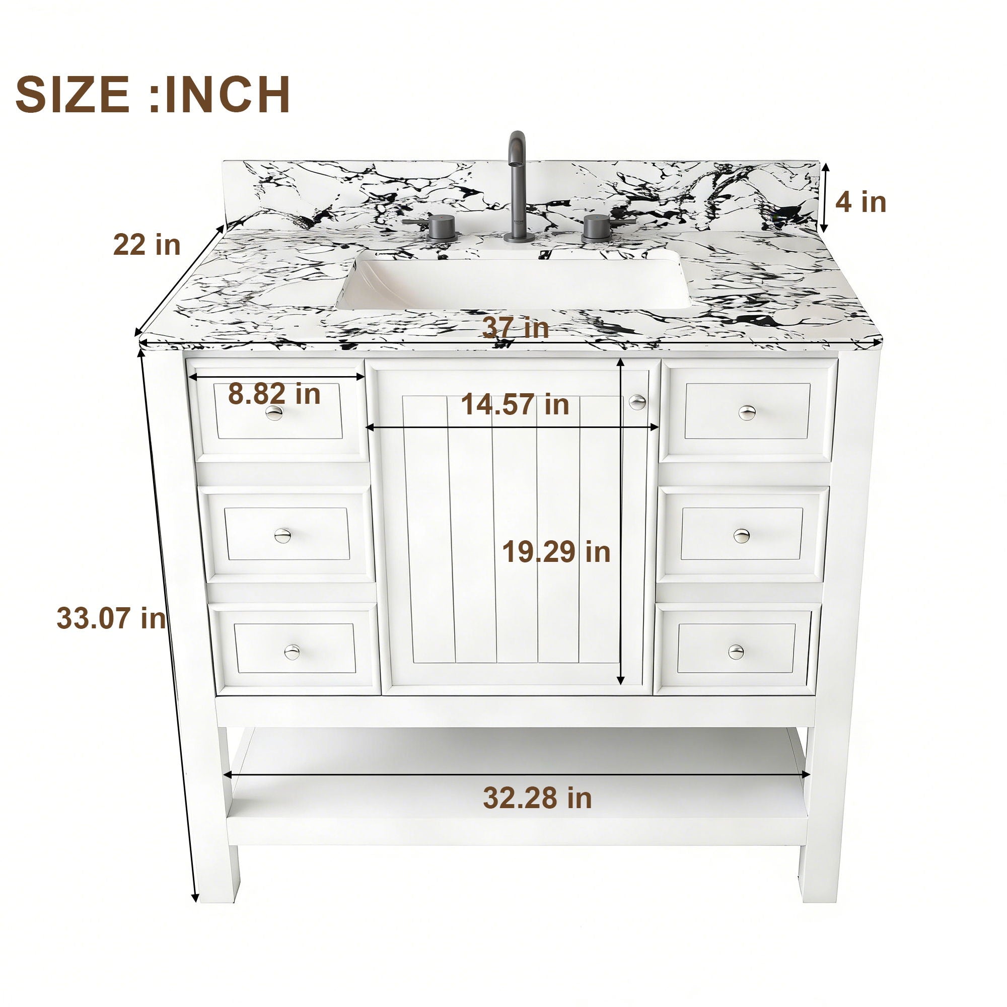Bathroom Vanity Set With 3 Drawers And Storage Cabinet - White