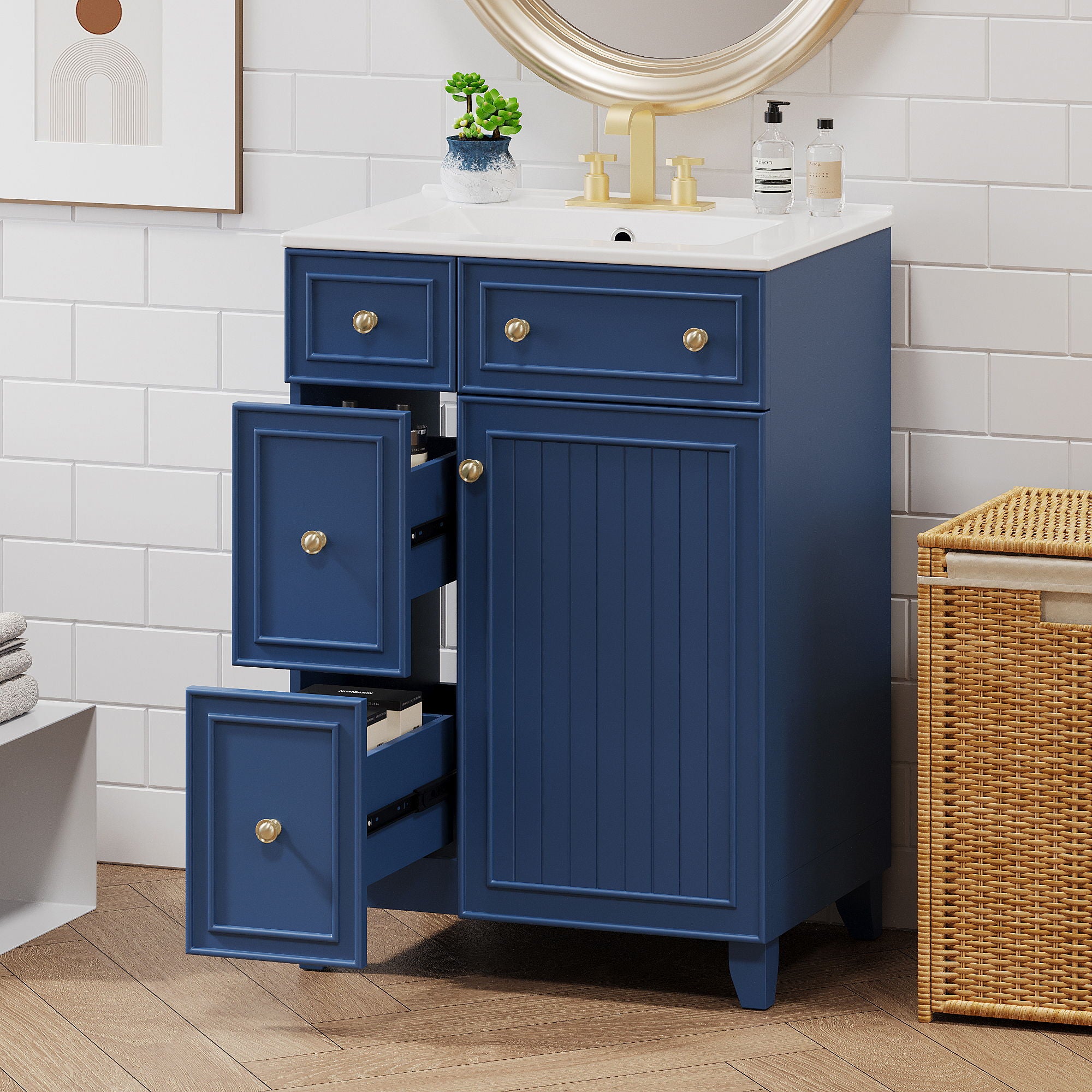 Bathroom Vanity Cabinet With Sink - Blue