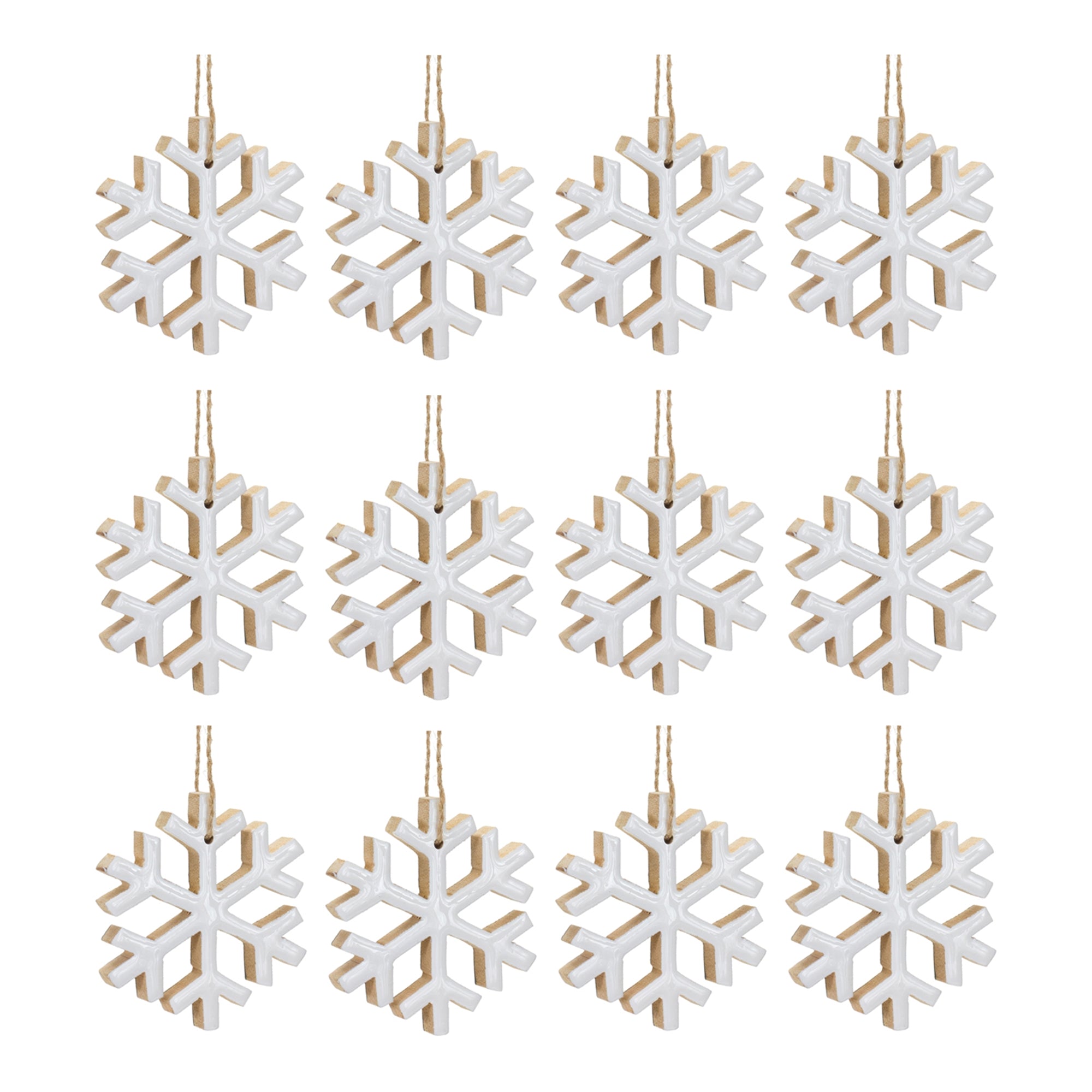 Wood Snowflake Ornament (Set of 12)