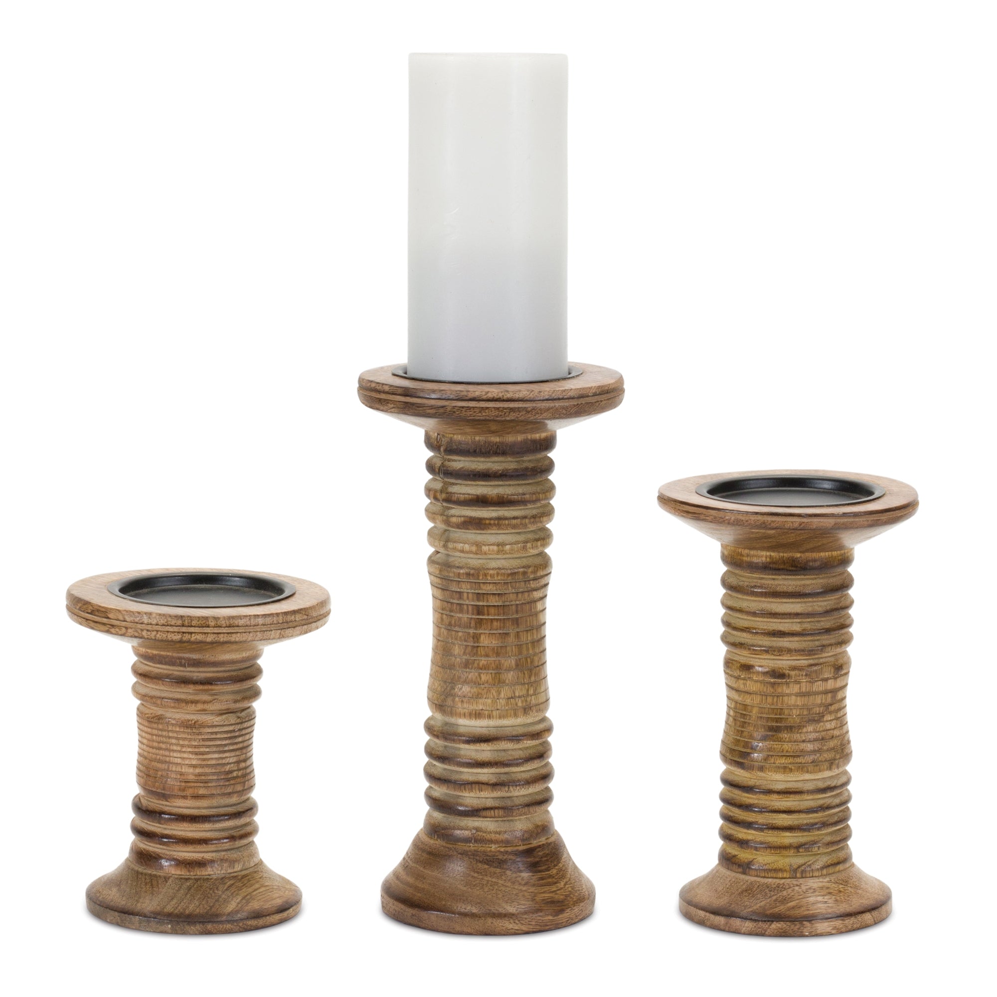Mango-Wood-Candle-Holder-(Set-of-3)-Candle-Holders