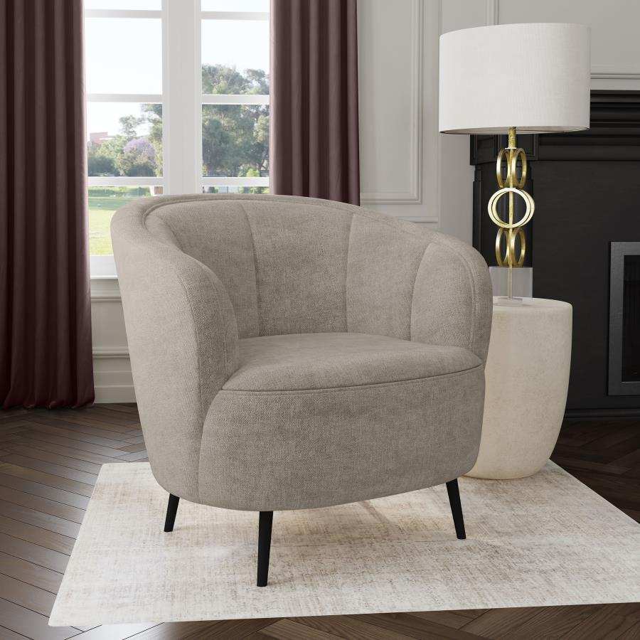 Ellorie - Upholstered Channel Back Curved Chair - Beige
