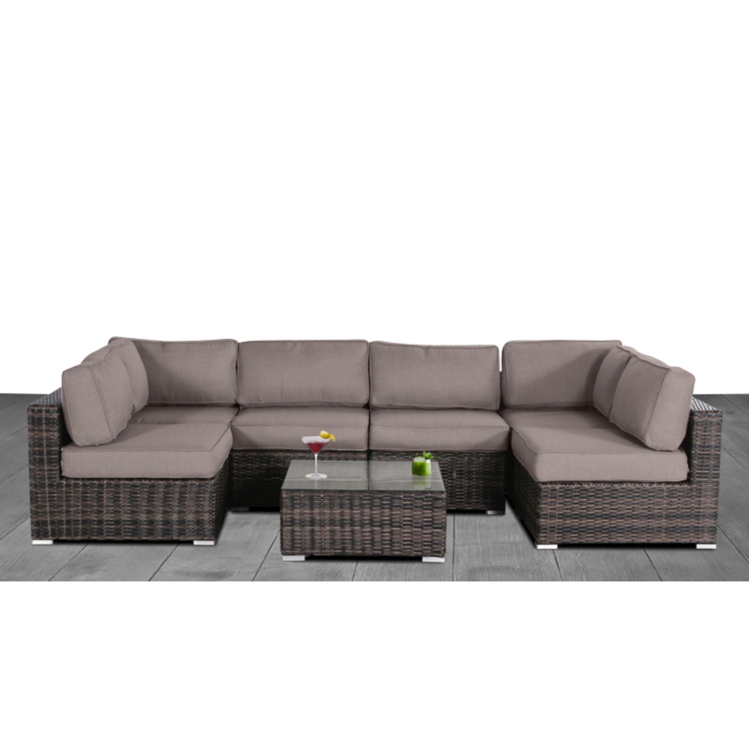Seating Set With Cushions Handcrafted Wicker Design