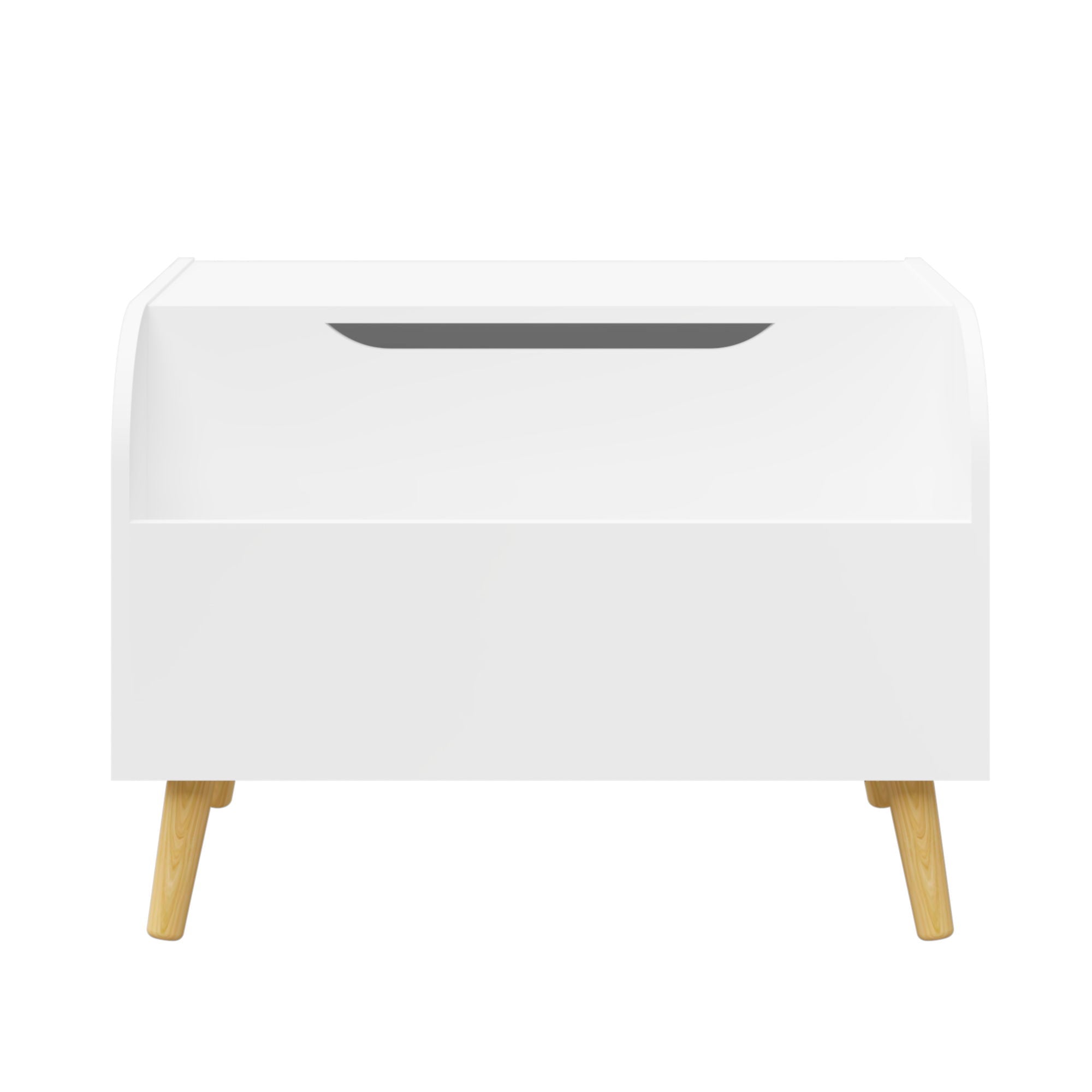 Toy Box With Front Bookshelf, Flip Top Lid, Safety Hinge For Kids Room Organization - White