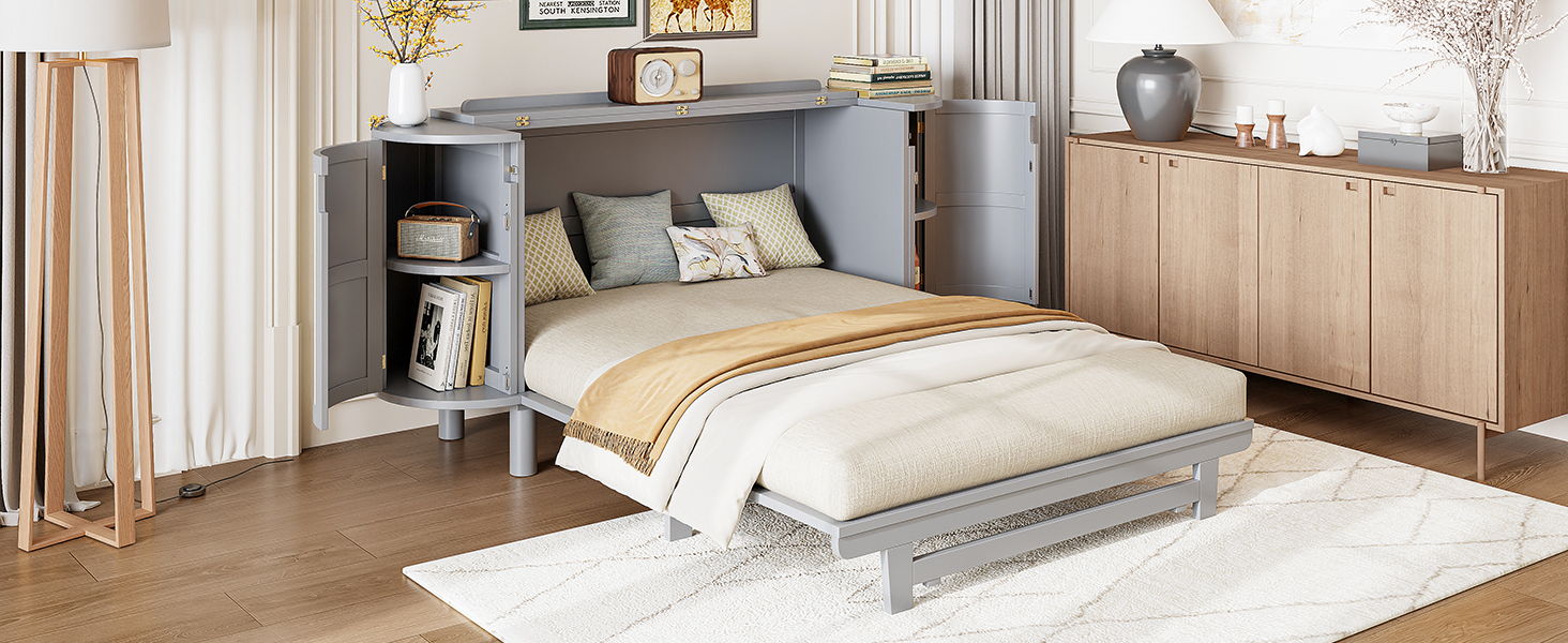 Murphy Bed With Hidden Storage & Modern Woven Design
