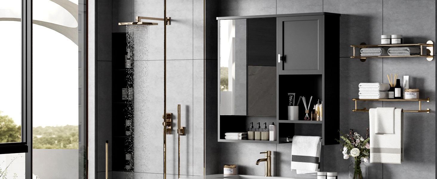 Modern Wall Mounted Bathroom Medicine Cabinet, Bathroom Wall Storage Cabinet With Mirror