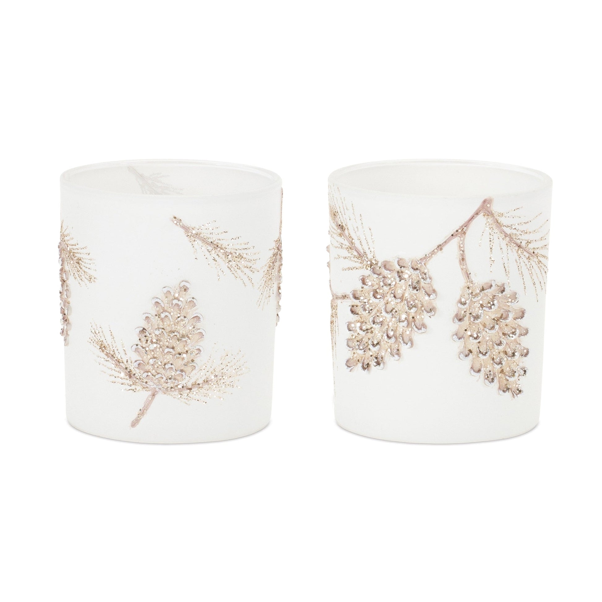 Glittered-Pine-Cone-Candle-Holder-(Set-of-6)-Candle-Holders