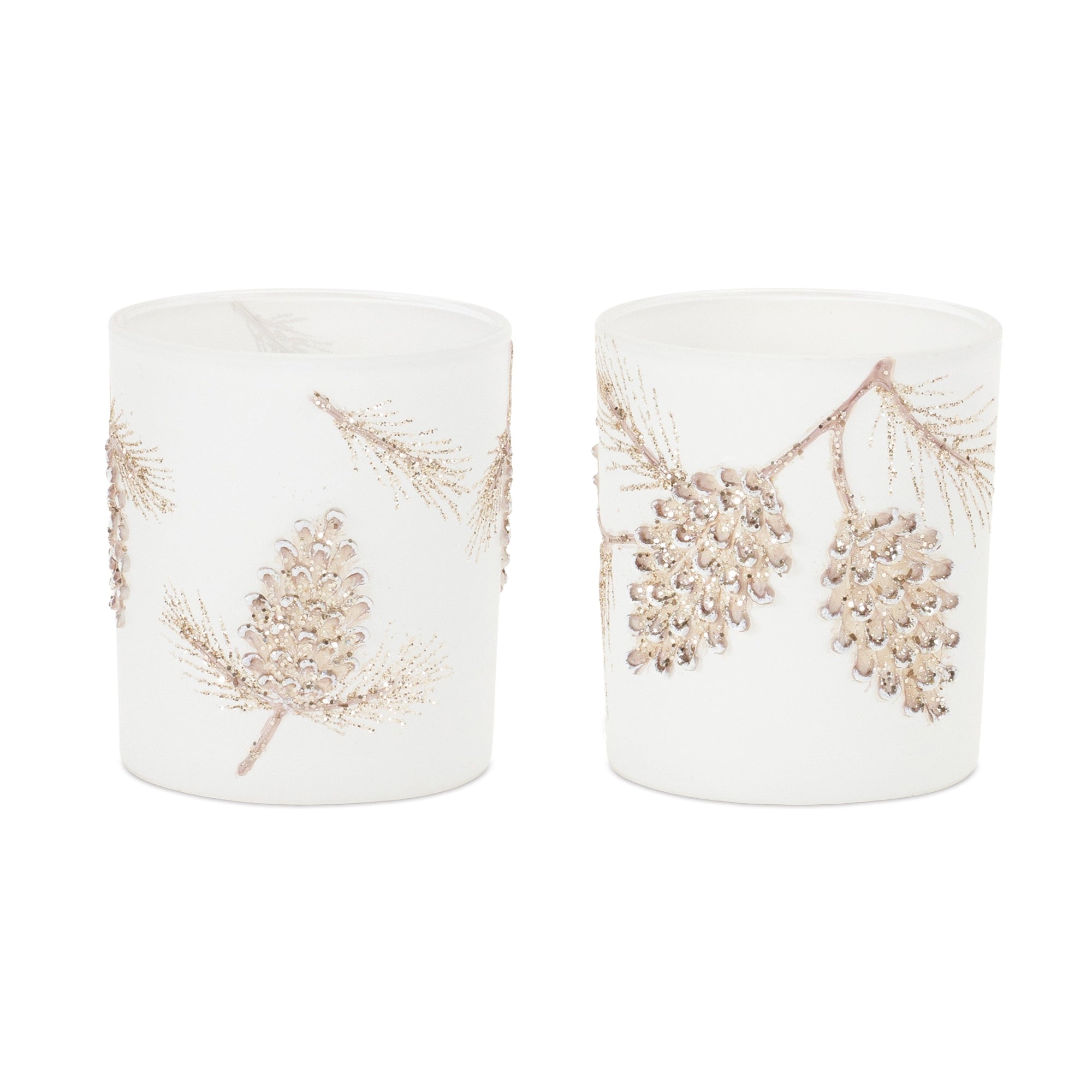 Glittered-Pine-Cone-Candle-Holder-(Set-of-6)-Candle-Holders