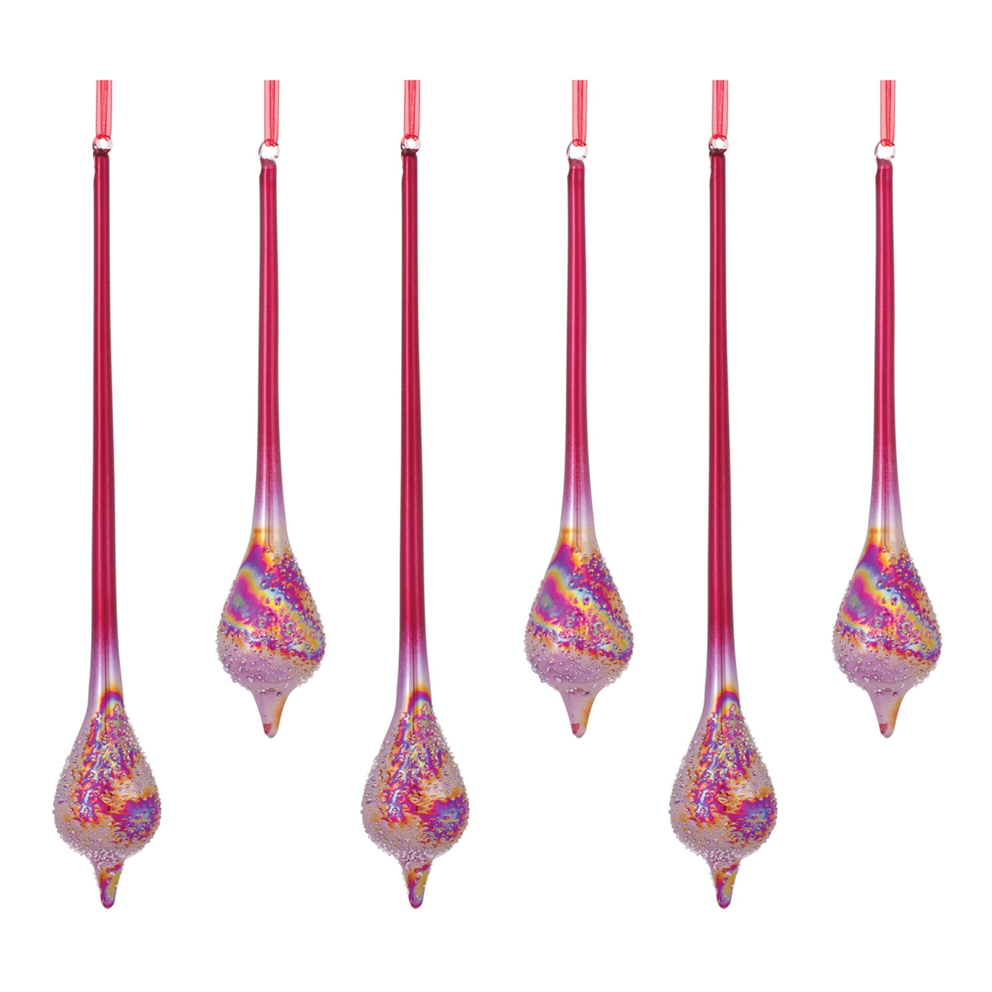 Irredescent Glass Drop Ornament (Set of 6)