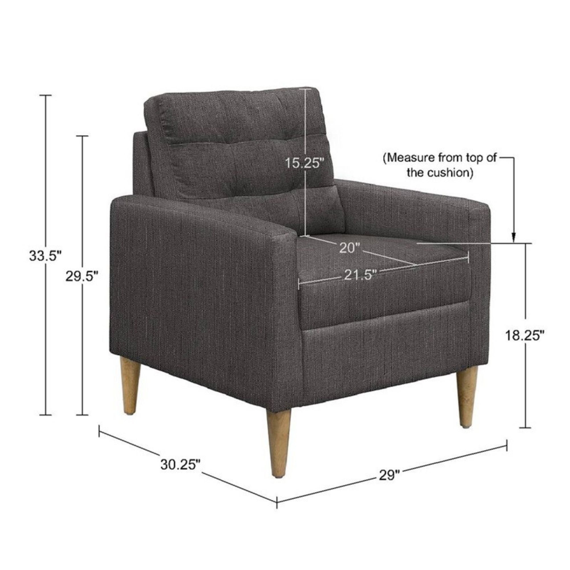 Tufted Back Accent Chair With Track Arm Silhouette - Gray