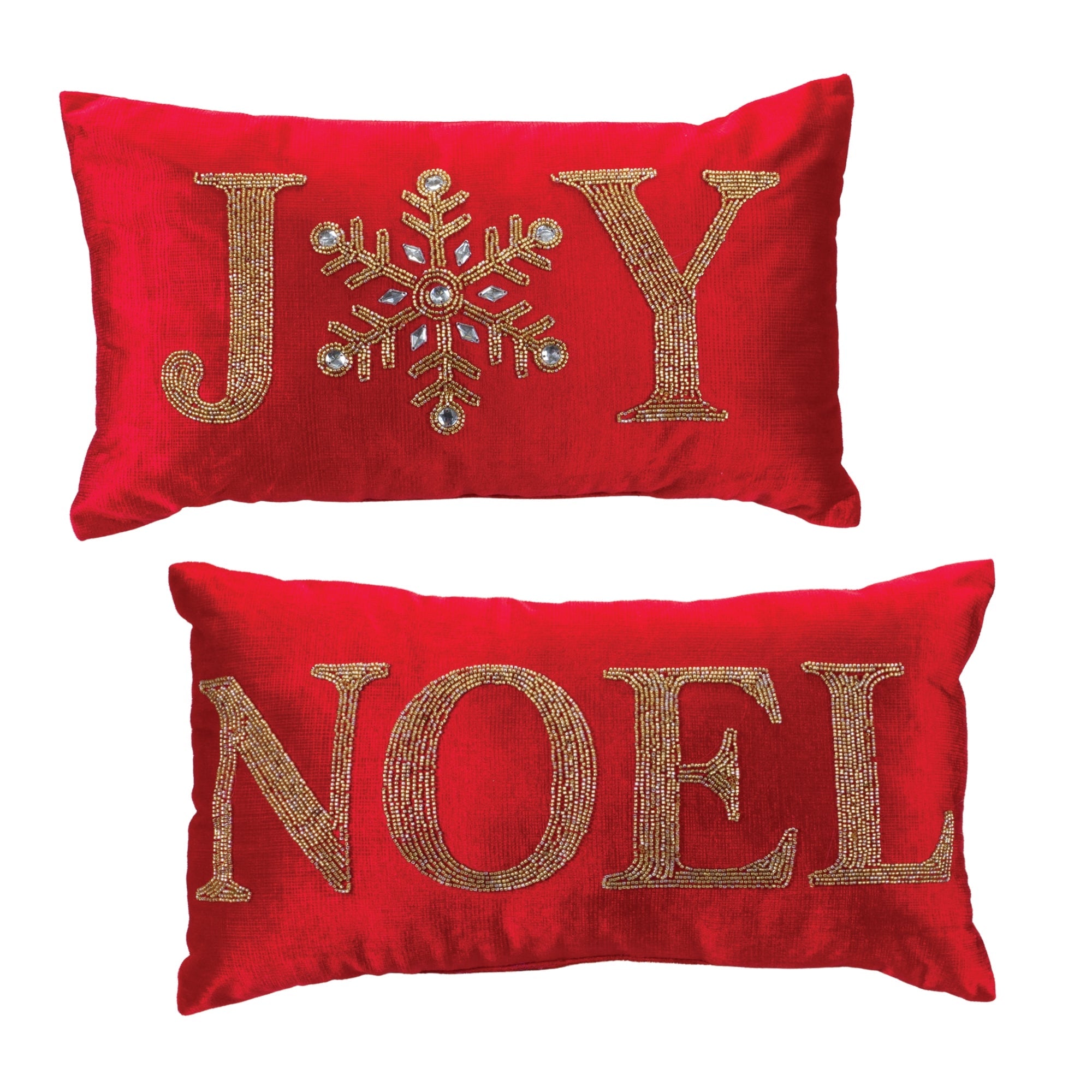 Beaded-Joy-and-Noel-Holiday-Pillow-(Set-of-2)-Christmas-Decor