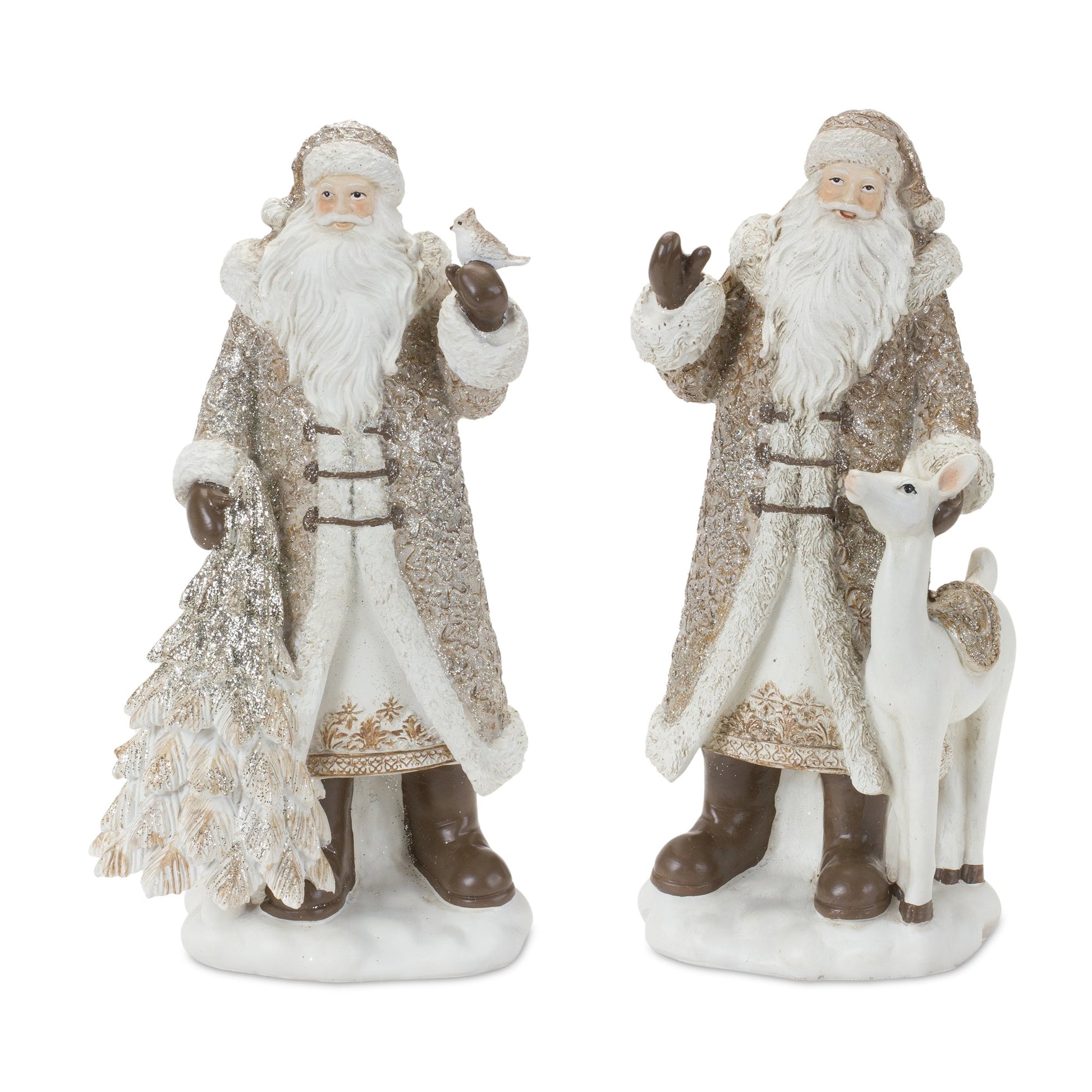Santa-Figurine-with-Deer-and-Pine-Tree-Accents-(Set-of-2)-Christmas-Decor