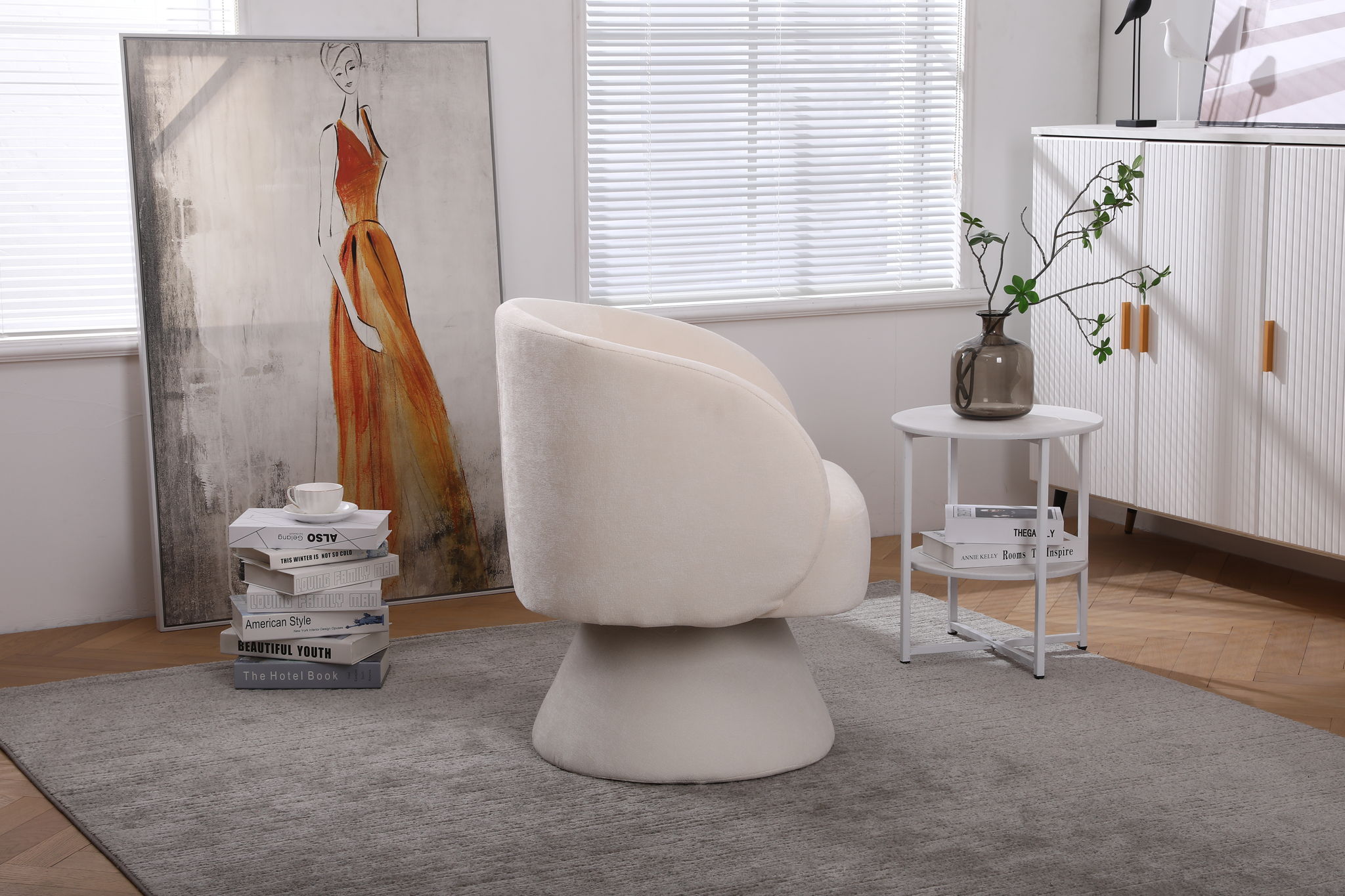 Swivel Accent Chair Armchair, Round Barrel Chair For Living Room Bedroom