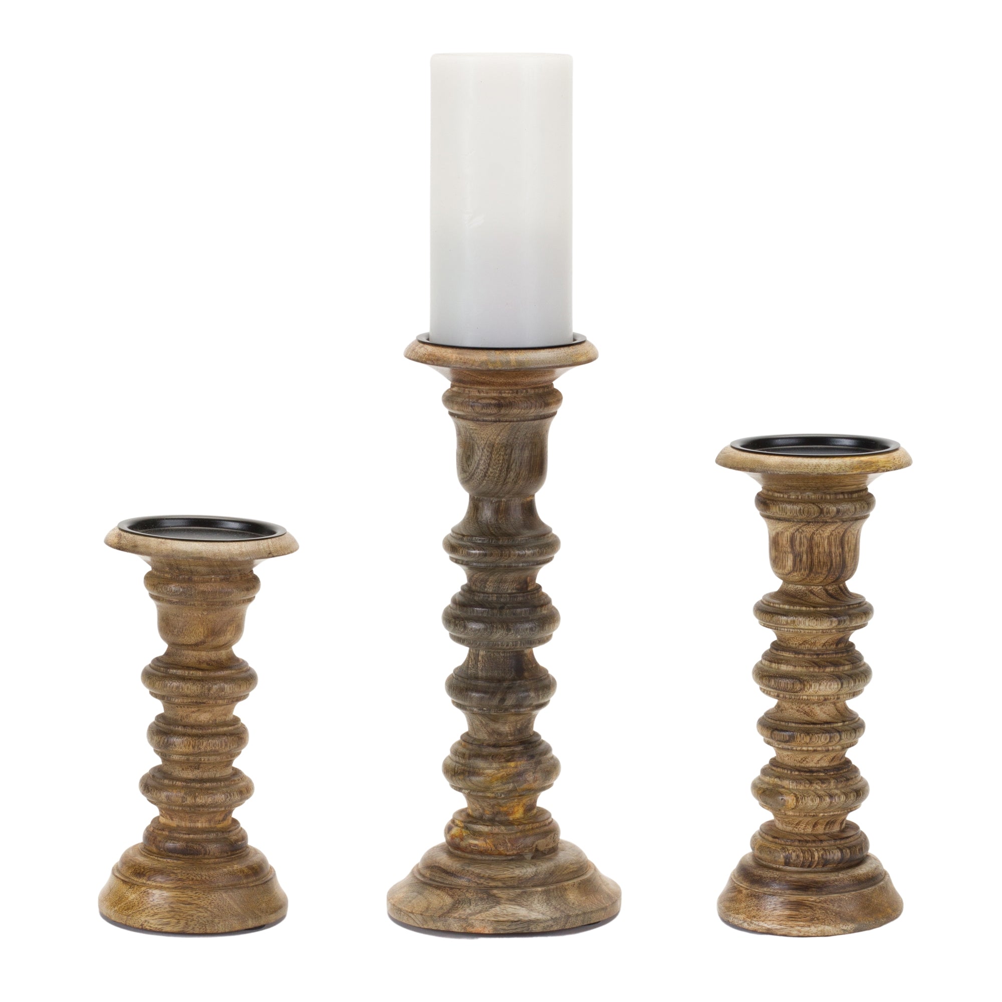 Natural-Mango-Wood-Candle-Holder-(Set-of-3)-Candle-Holders