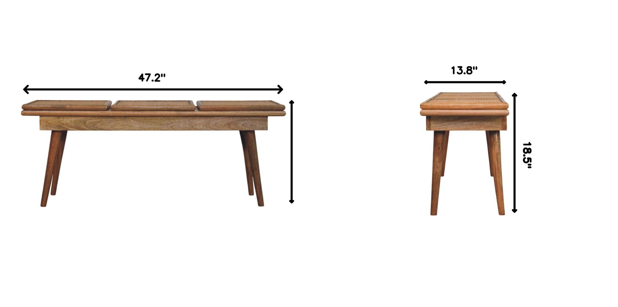 Larissa - Triple Accent Cane Bench - Beige