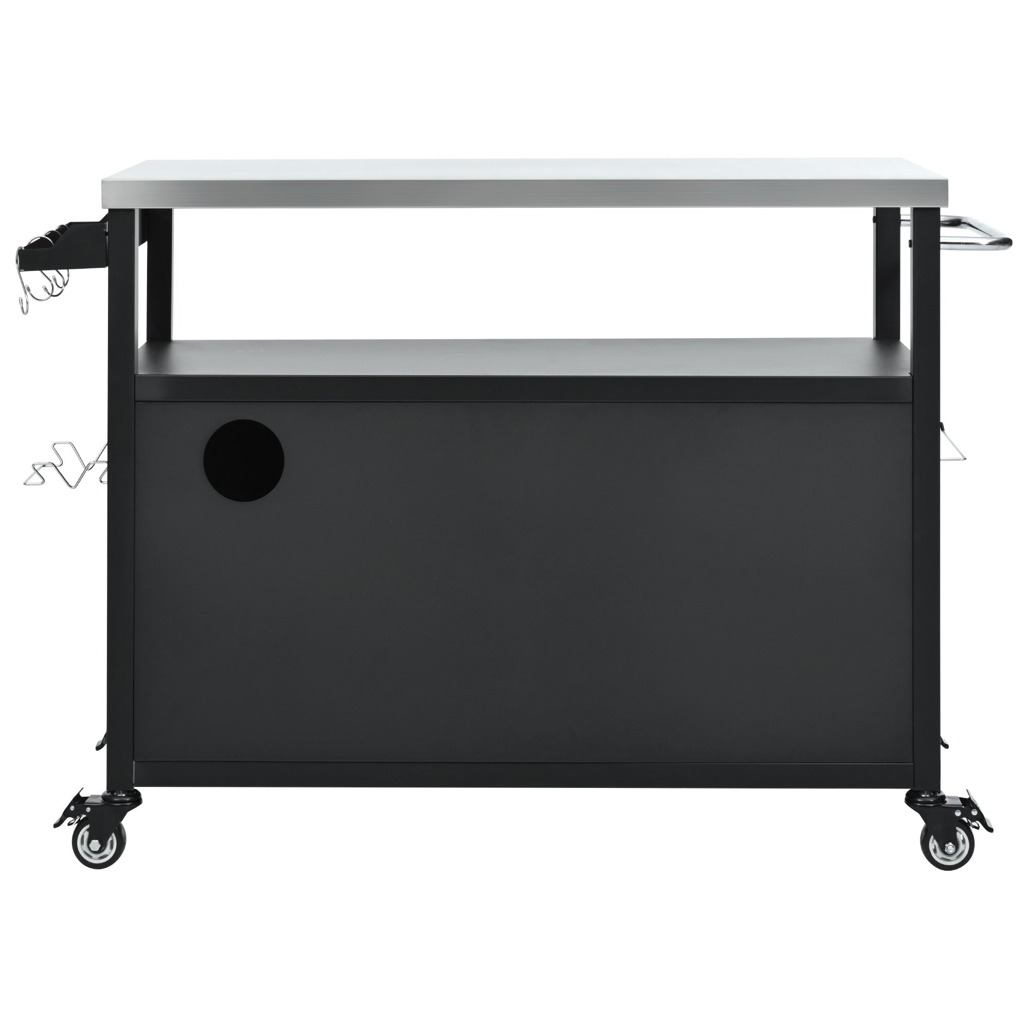 K&K 54.5" Outdoor Kitchen Island with Stainless Steel Tabletop