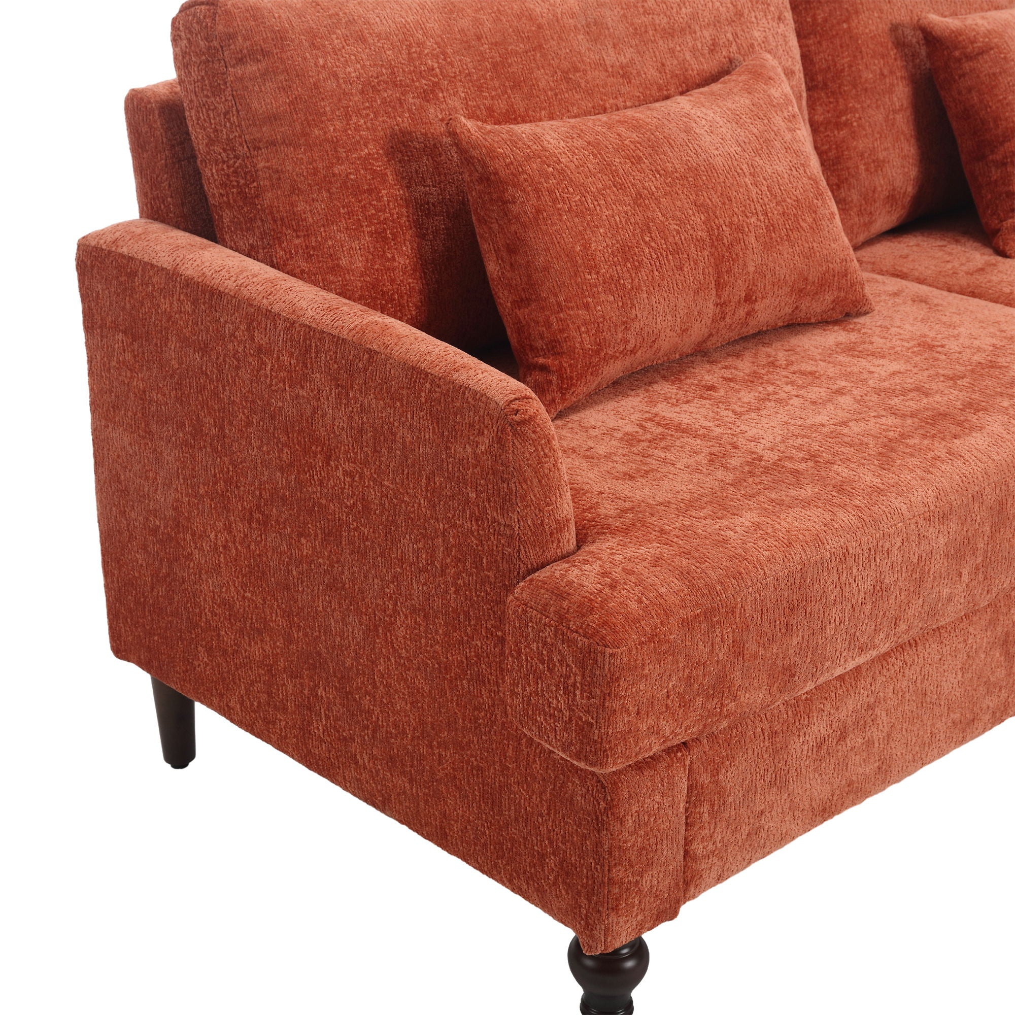 Mid Century Modern Chenille Fabric Loveseat Sofa, 2 Seat Upholstered Couch