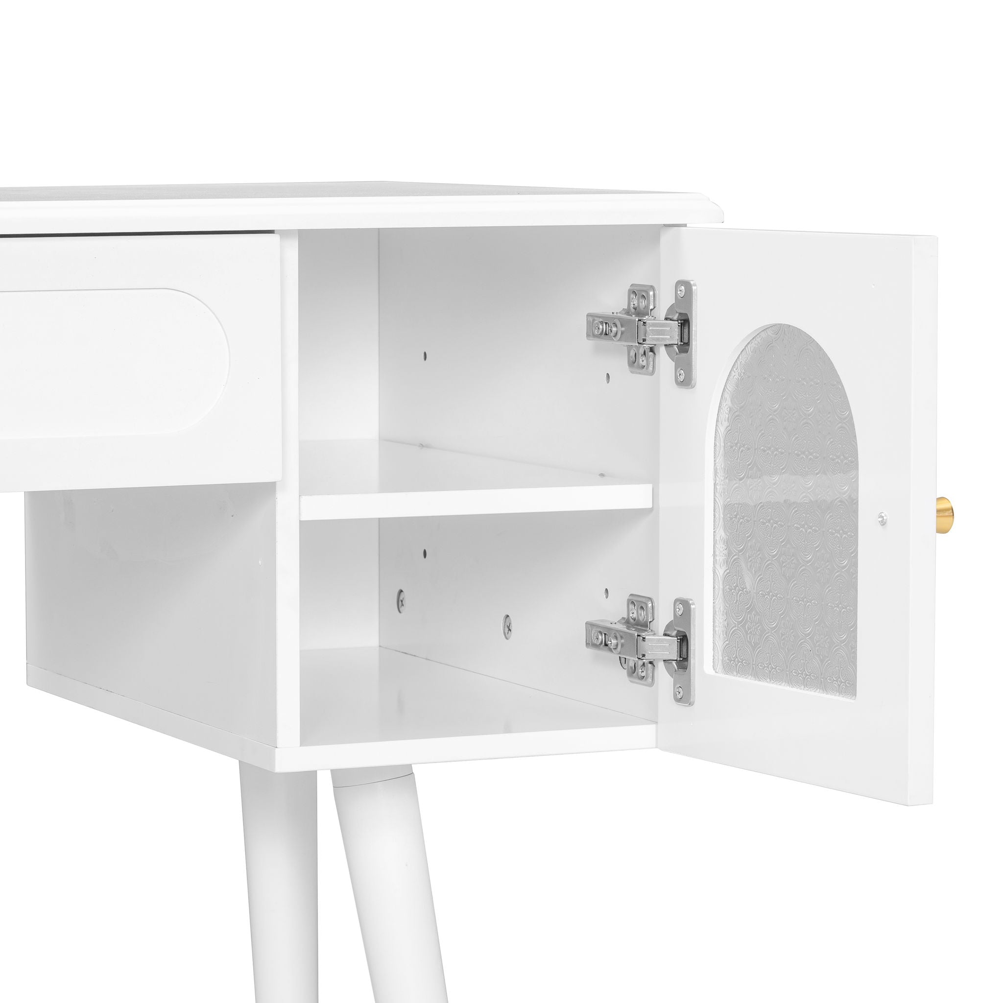 Elegant Vanity Makeup Table & Chair Set Modern Dressing Table With Organizer Writing Desk Charging Port Engineered Wood - White - Best Buy Furniture