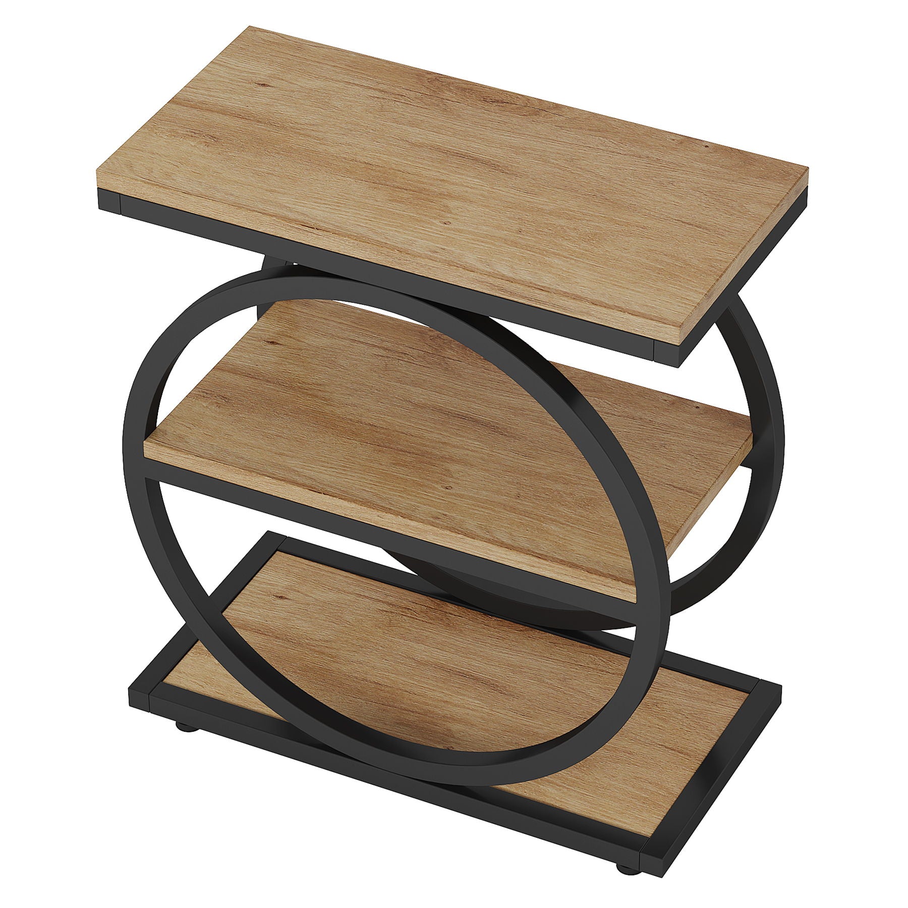 Industrial Narrow End Table With 3 Shelves