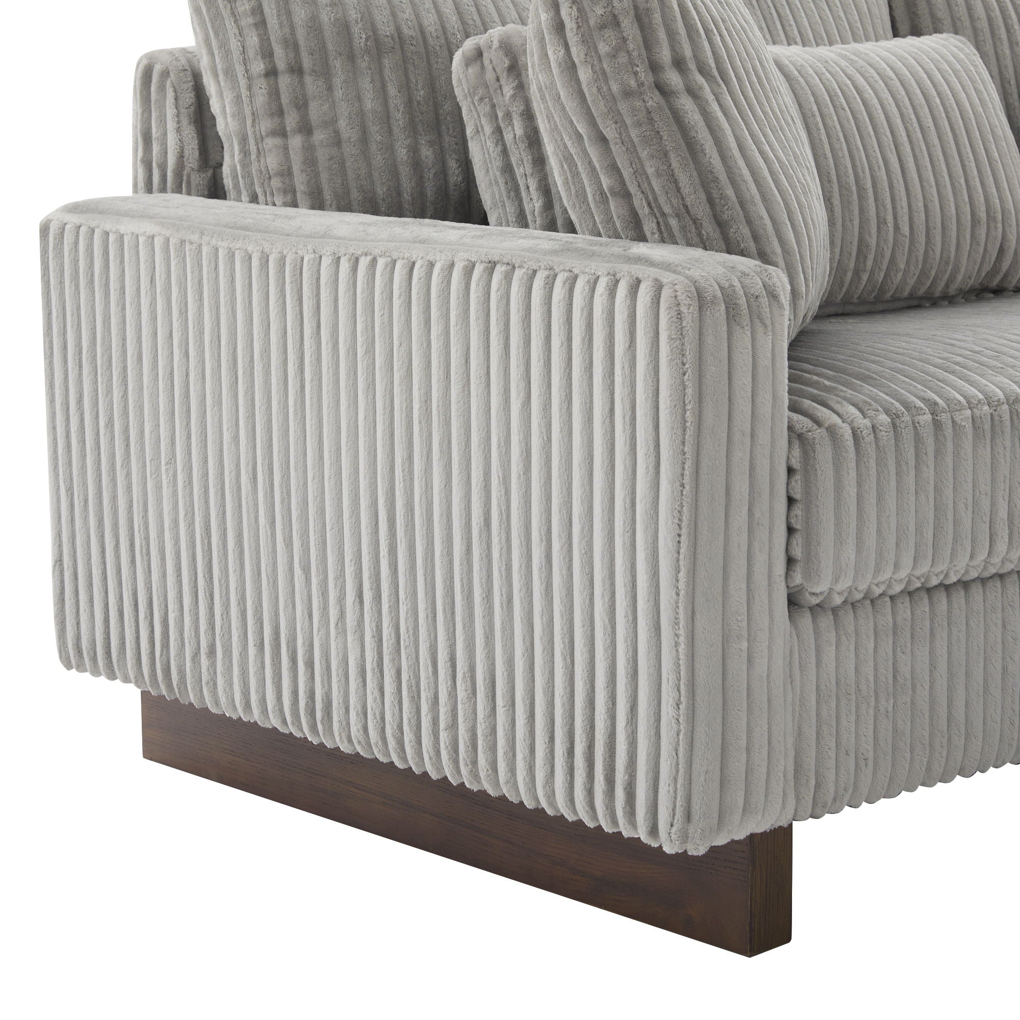 Modern Corduroy Loveseat Sofa With 4 Pillows