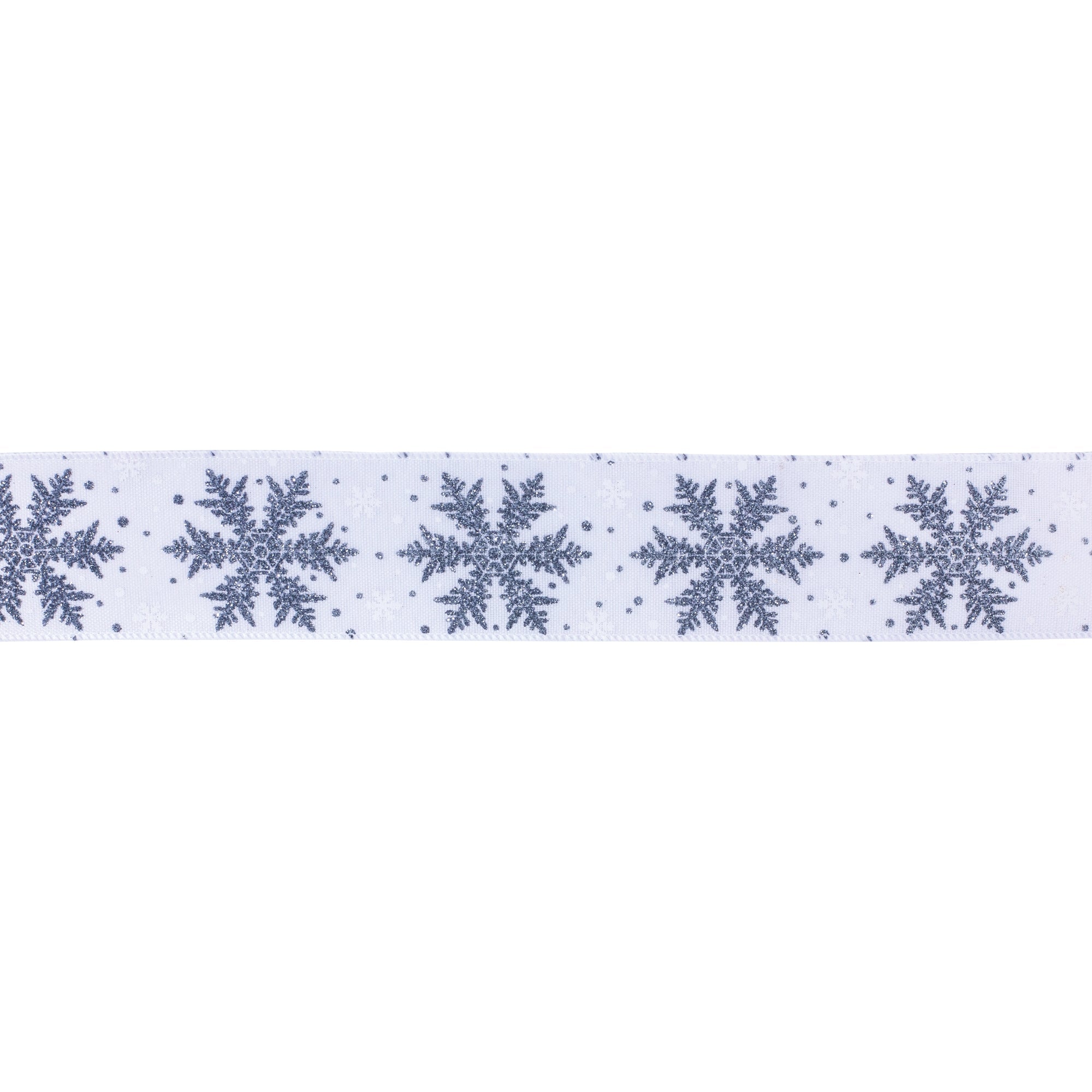 Glittered-Snowflake-Ribbon-(Set-of-2)-Ribbons-&-Trim