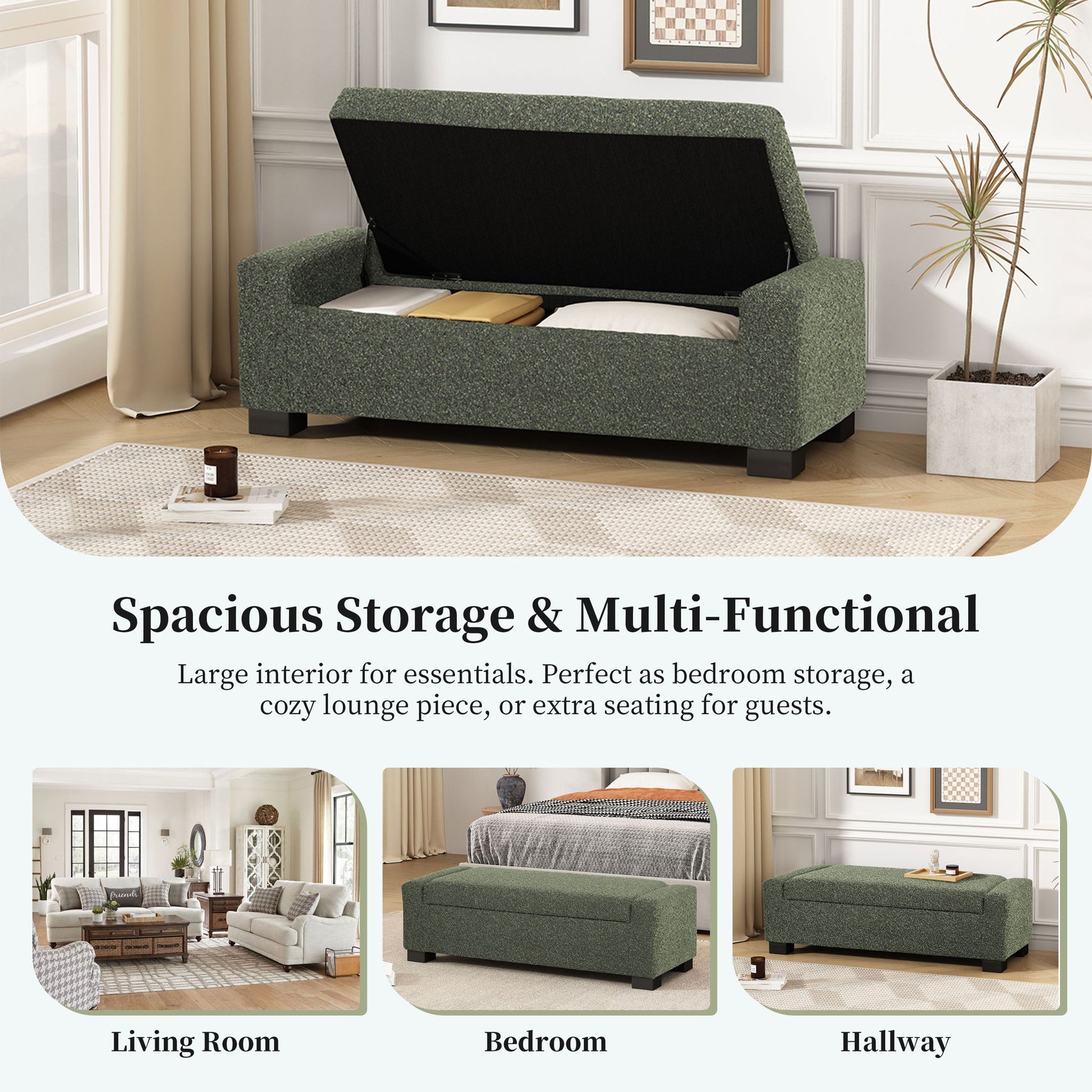Textured Fabric Ottoman Bench With Hinged Lid - Best Buy Furniture