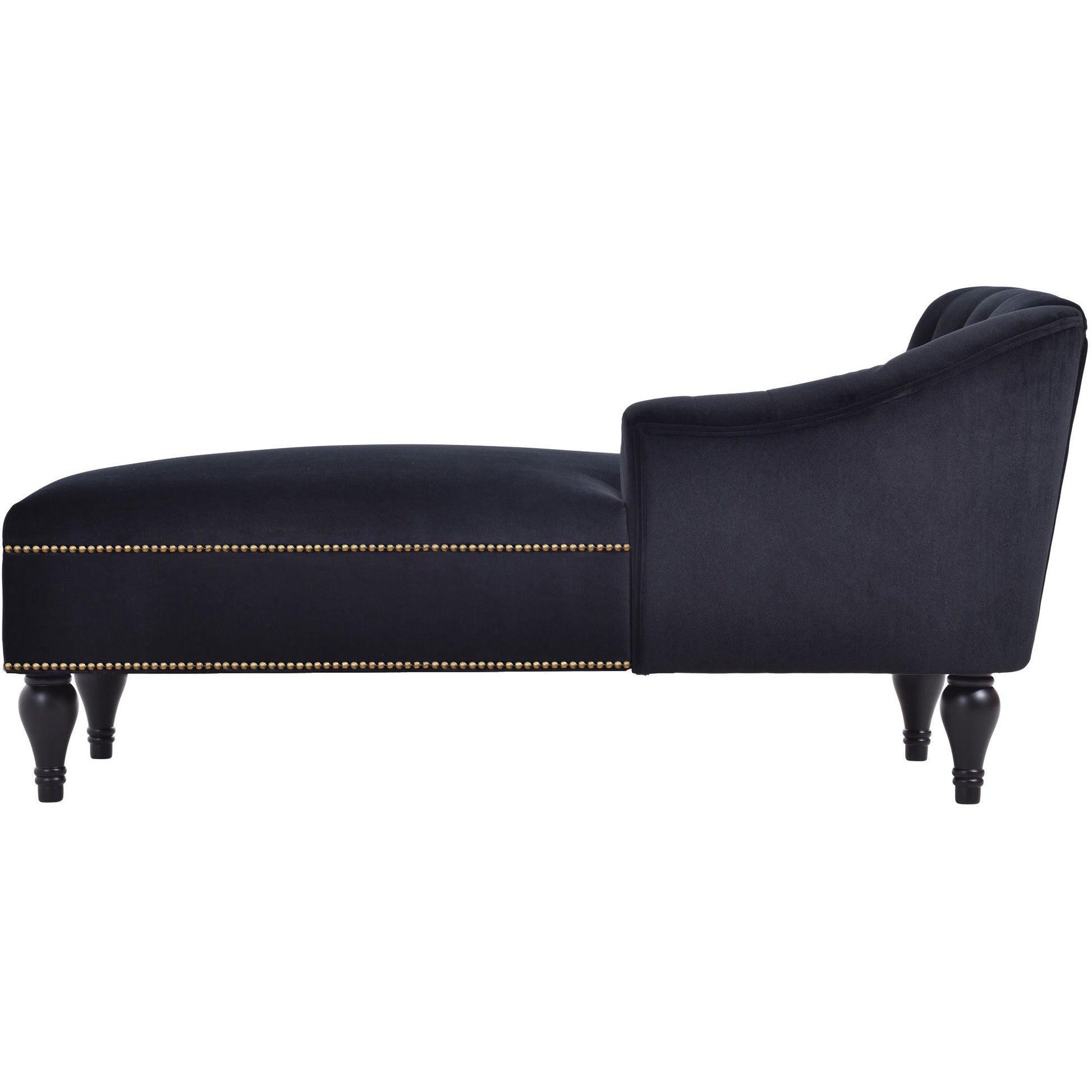 Velvet Chaise Lounge, Button Tufted Right Arm Facing Lounge Chair With Nailhead Trim For Living Room - Black - Best Buy Furniture