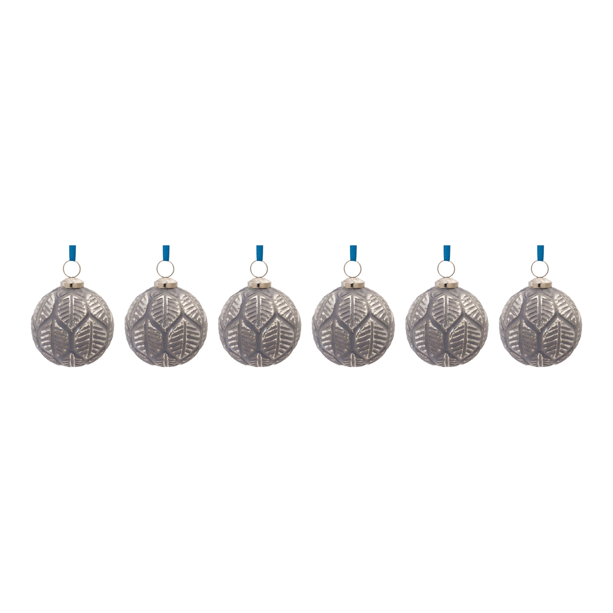 Etched Leaf Glass Ball Ornament (Set of 6)