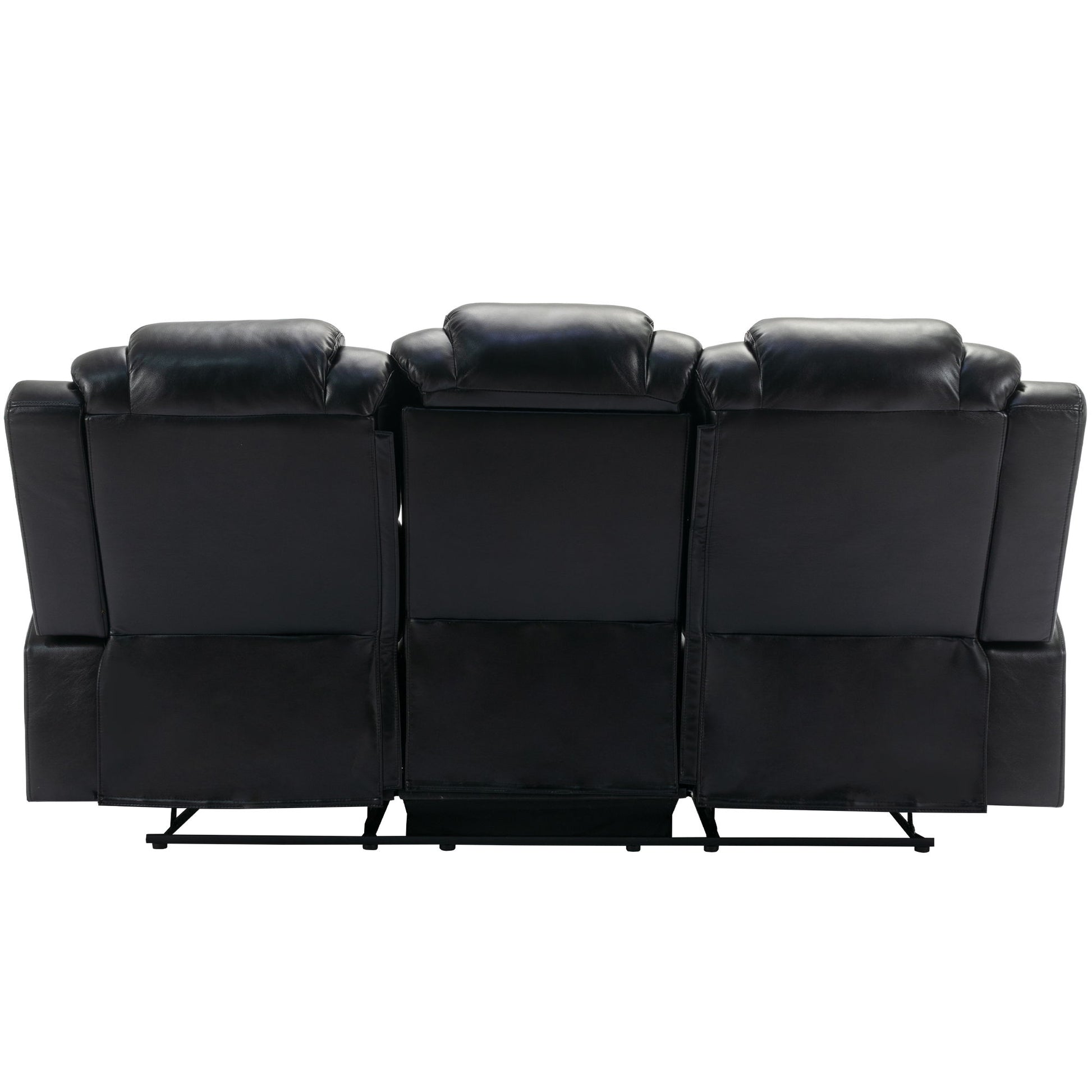 3 Pieces Recliner Sofa Sets Home Theater Seating Manual Recliner Chair With Center Console And LED Light Strip For Living Room - Best Buy Furniture