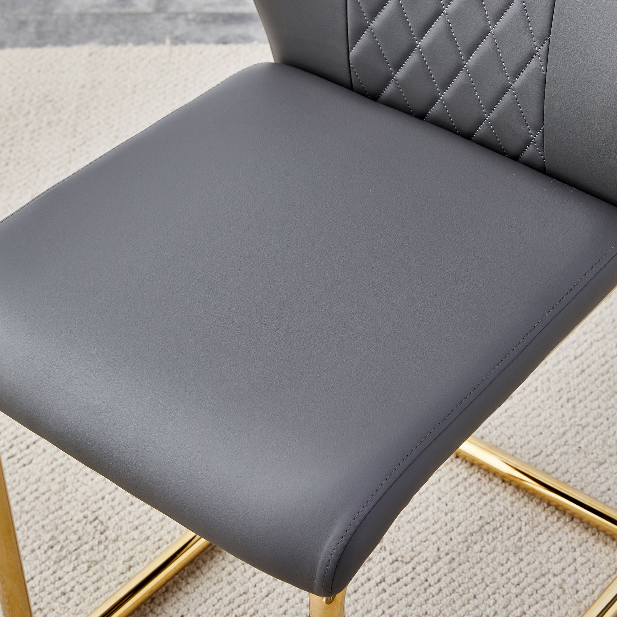 Modern Legged Upholstered Dining Chairs (Set of 4) Artificial For Kitchen And Office - Gray