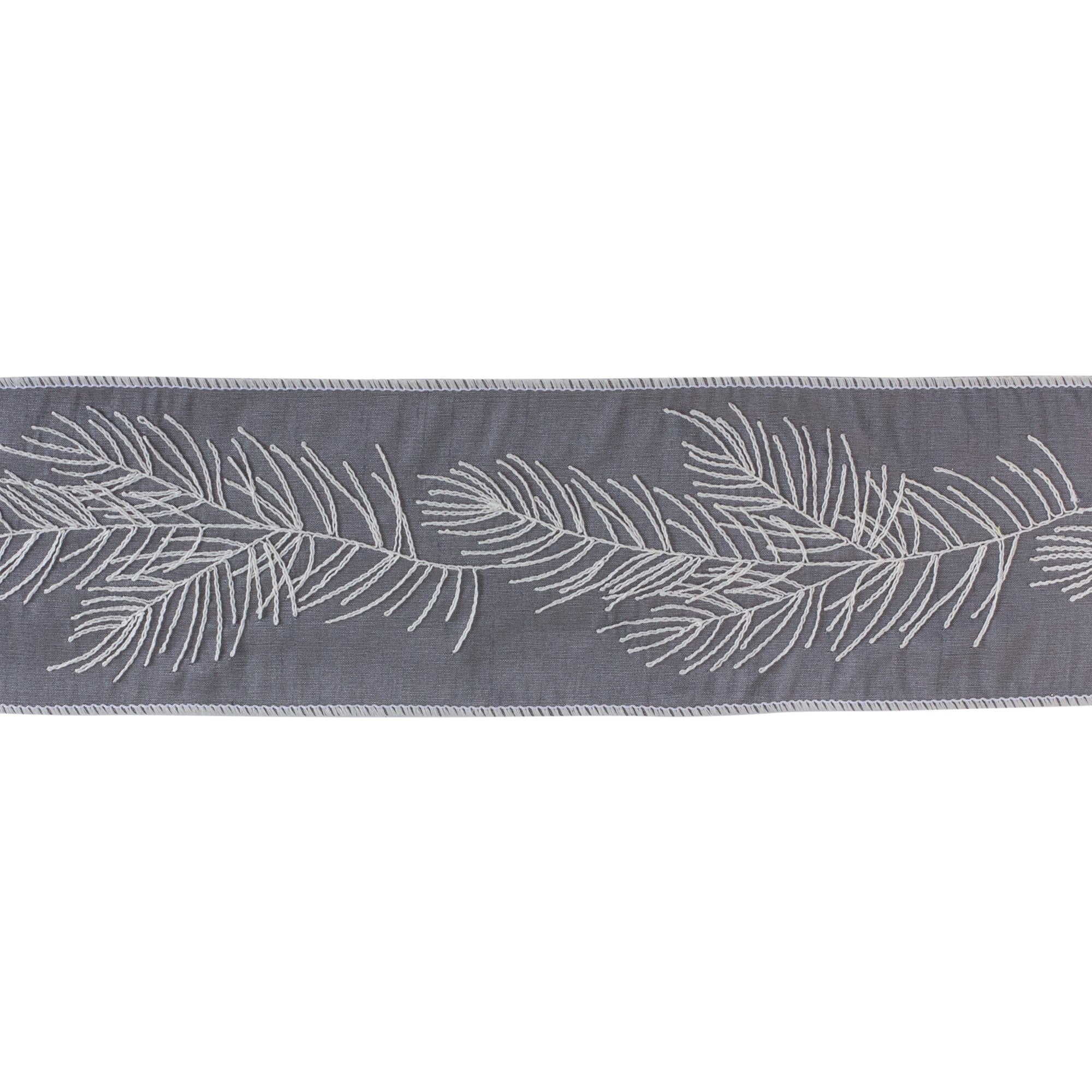 Grey-Embroidered-Pine-Ribbon-(Set-of-2)-Ribbons-&-Trim