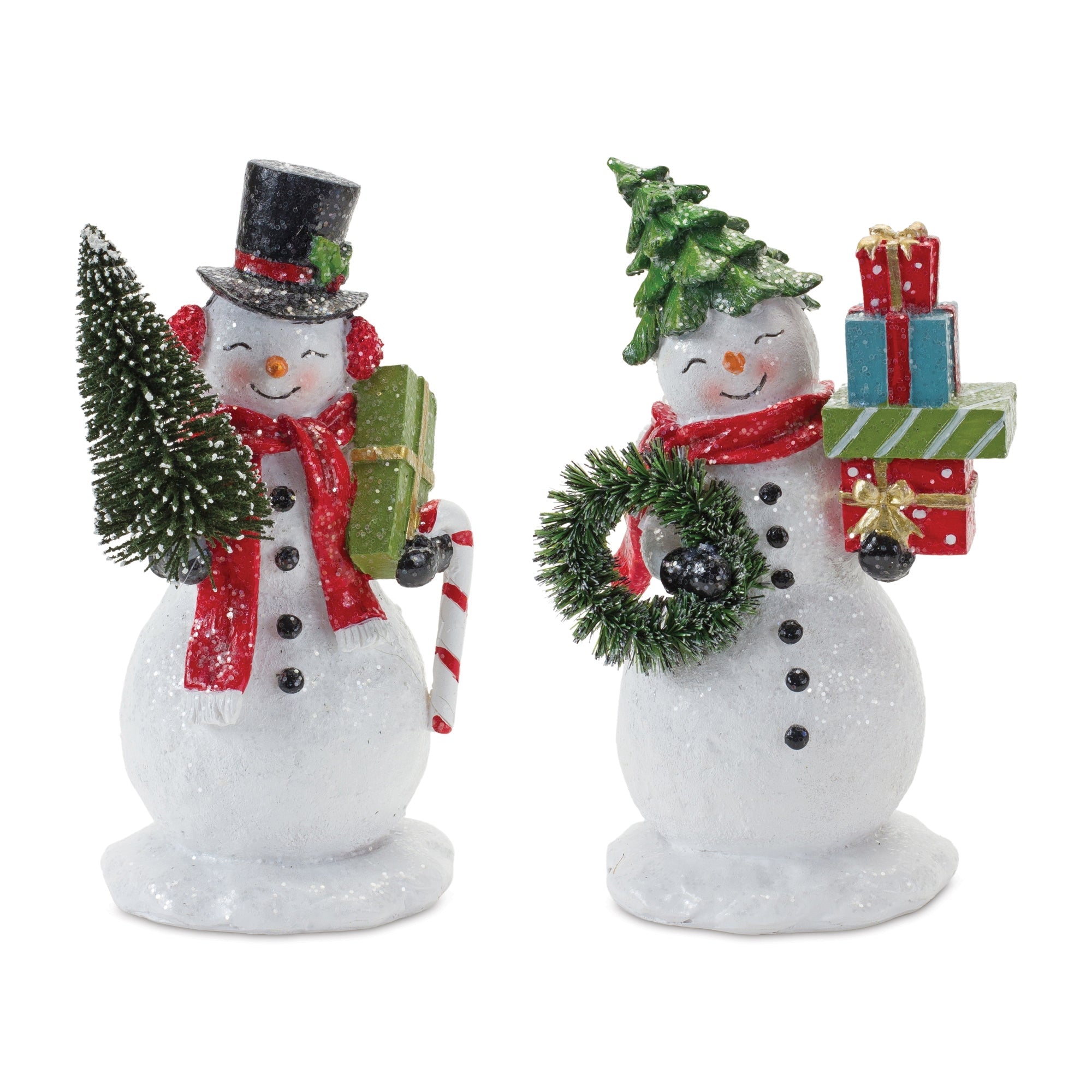 Snowman-Couple-Figurine-(Set-of-2)-Christmas-Decor